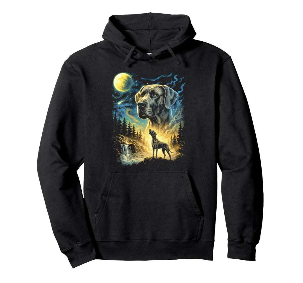 Great Dane Howling To Moon Meme Funny 90S Hoodie - Graphic Print Men Women - T-Shirt, Sweatshirt, Hoodie