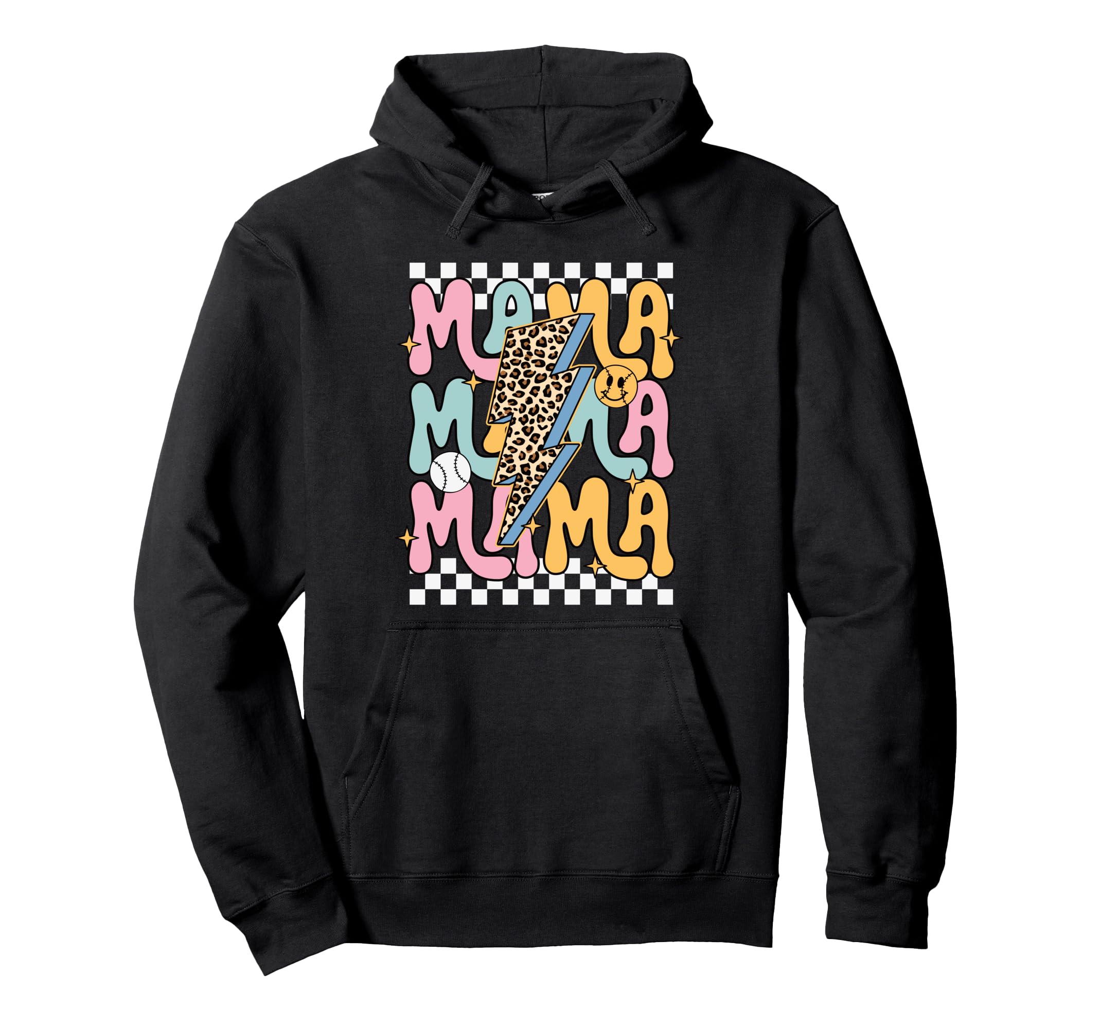Mama Leopard Lightning Bolt Baseball Hoodie - Graphic Print Men Women - T-Shirt, Sweatshirt, Hoodie