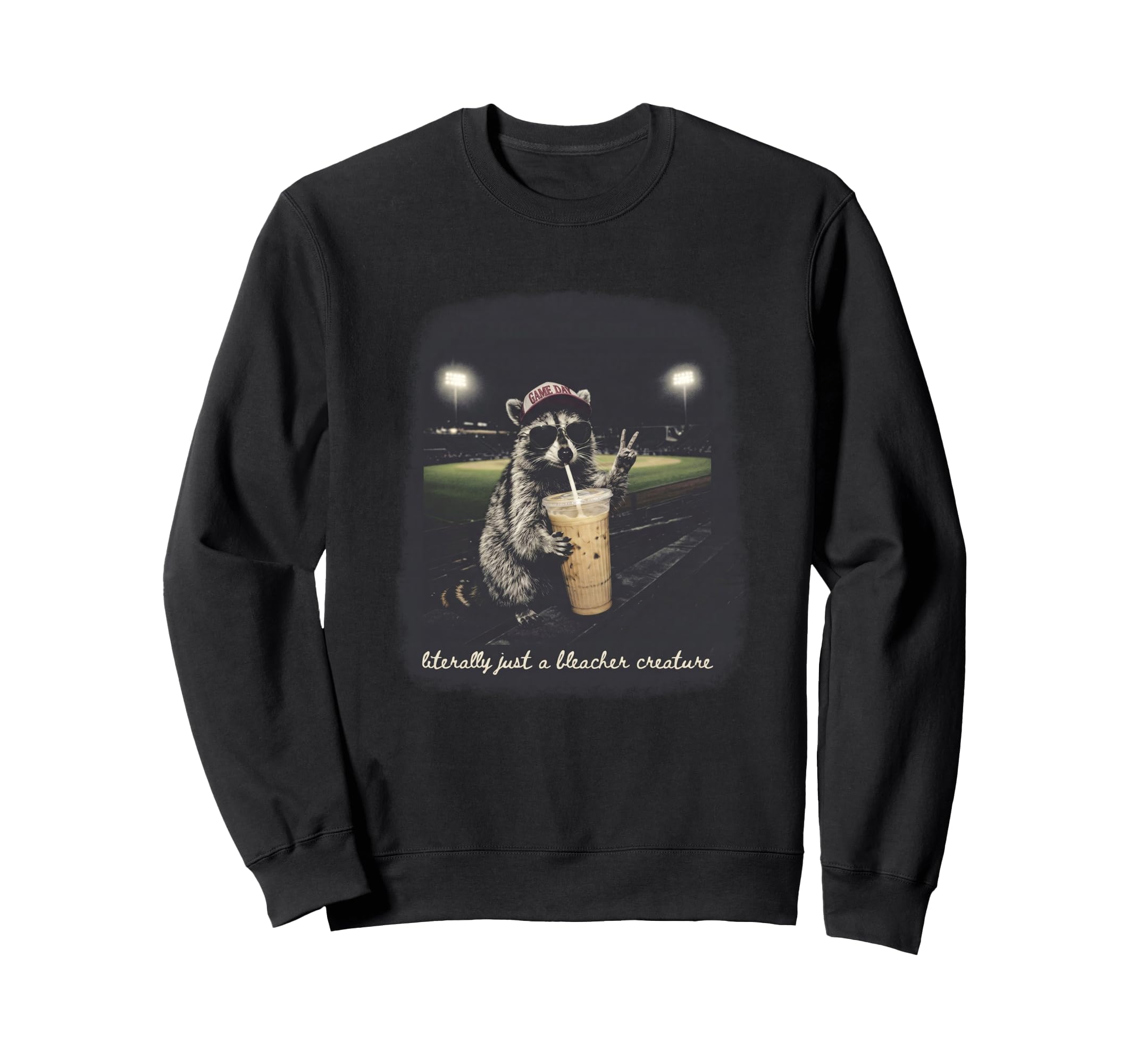 Raccoon Literally Just Bleacher Sweatshirt - Trendy Graphic for Adults - T-Shirt, Sweatshirt, Hoodie
