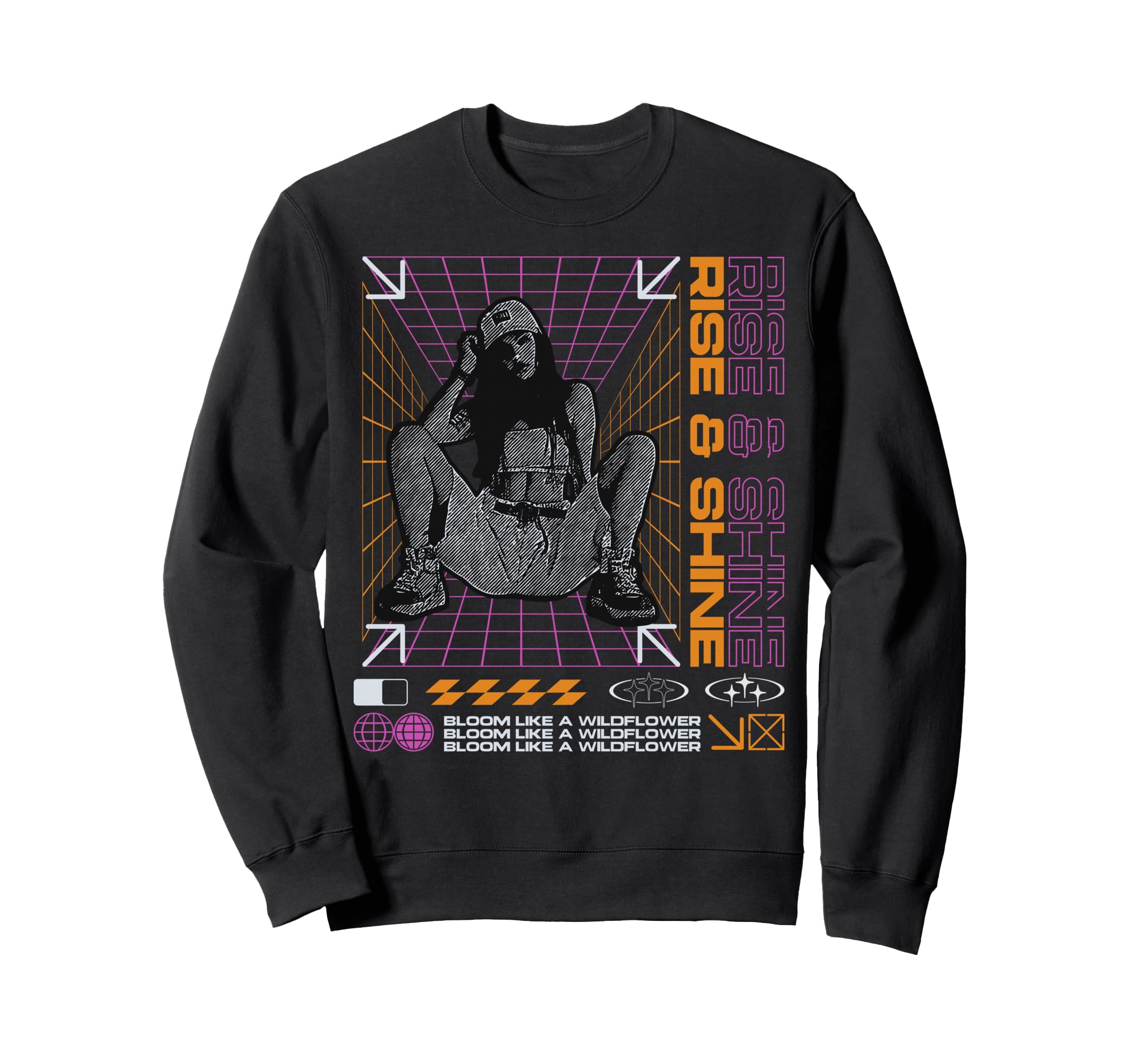 Y2K Rise And Shine Bold Urban Sweatshirt - Custom Art Print for Adults - T-Shirt, Sweatshirt, Hoodie