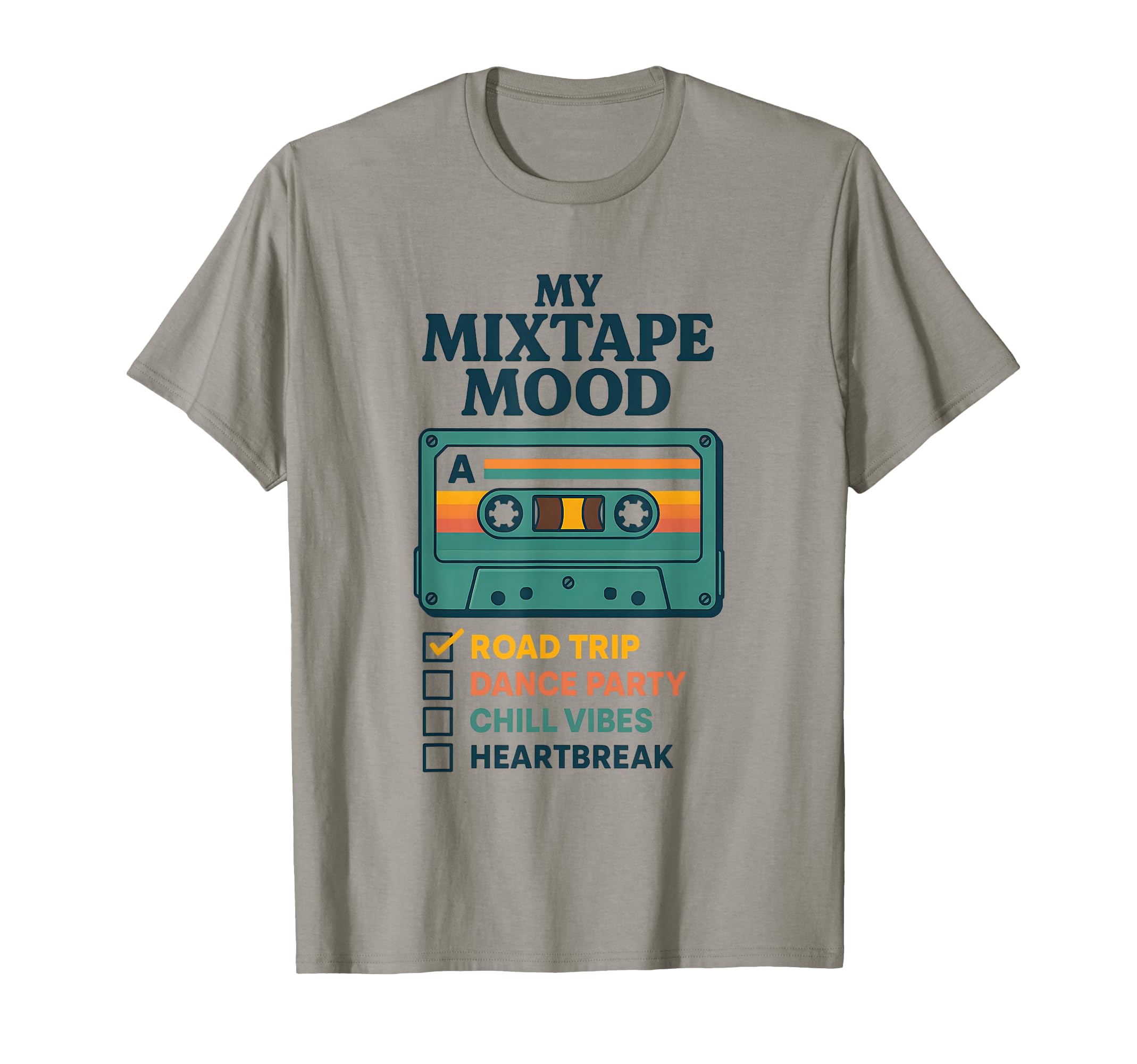 Cassette Tape Mixtape Mood Checklist T-Shirt - Trendy Graphic Unisex - T-Shirt, Sweatshirt, Hoodie