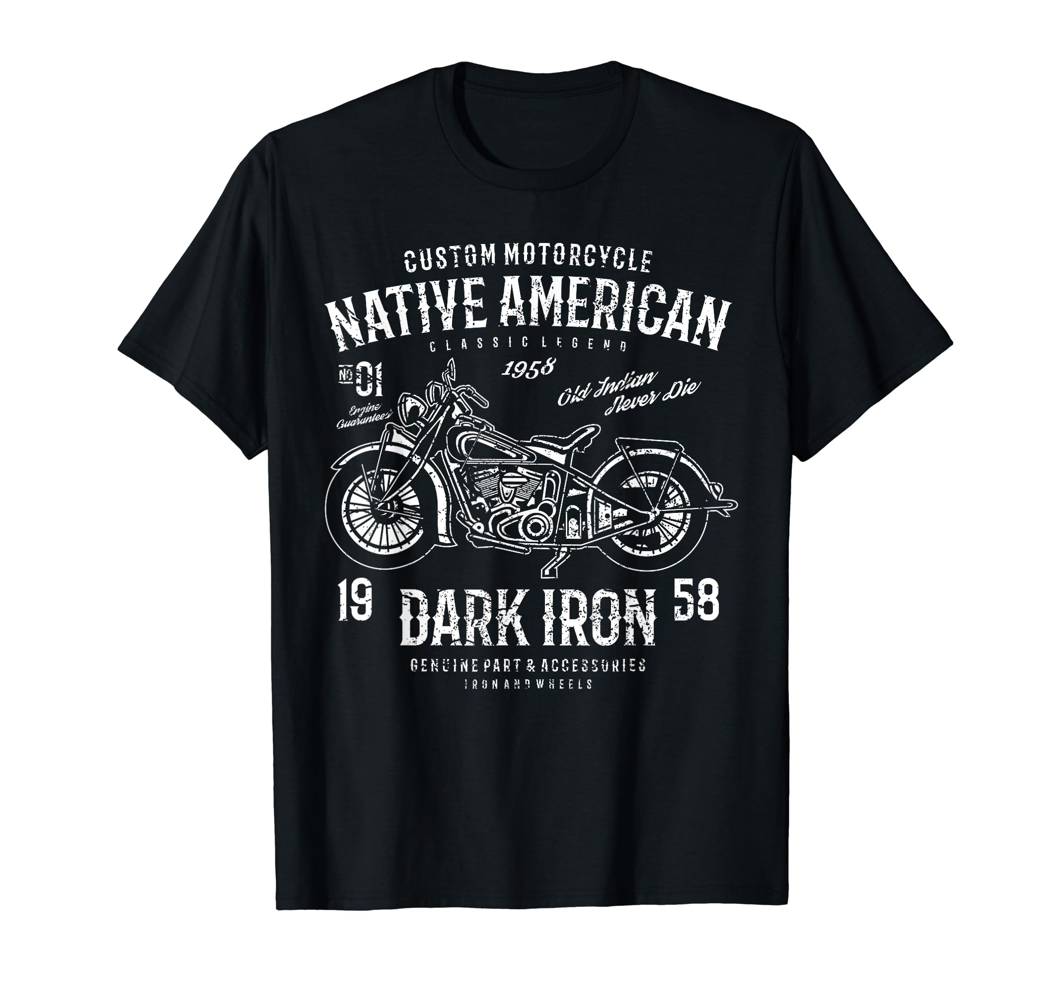 Native American Distressed Motorcycle T-Shirt - Trendy Graphic for Adults - T-Shirt, Sweatshirt, Hoodie