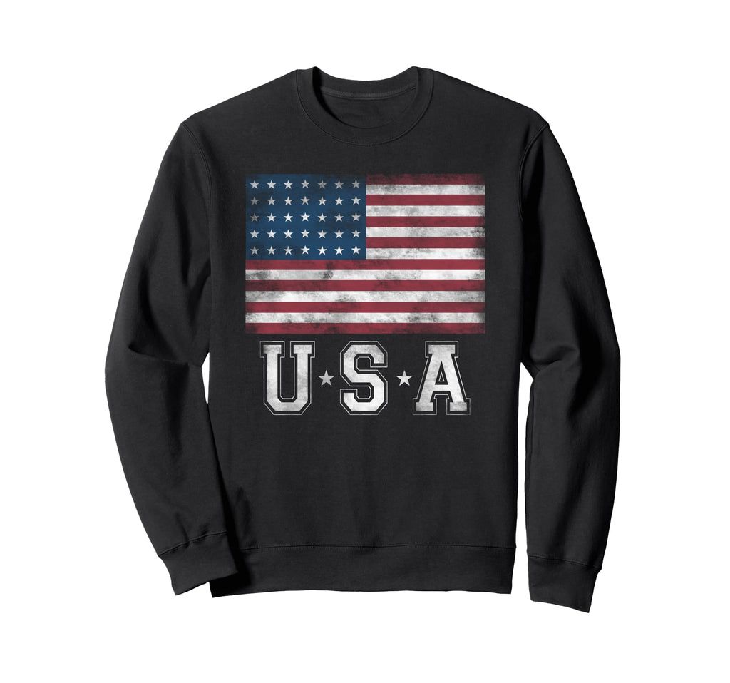 Trendy Distressed American Flag Sweatshirt - Minimalist Print Unisex - T-Shirt, Sweatshirt, Hoodie