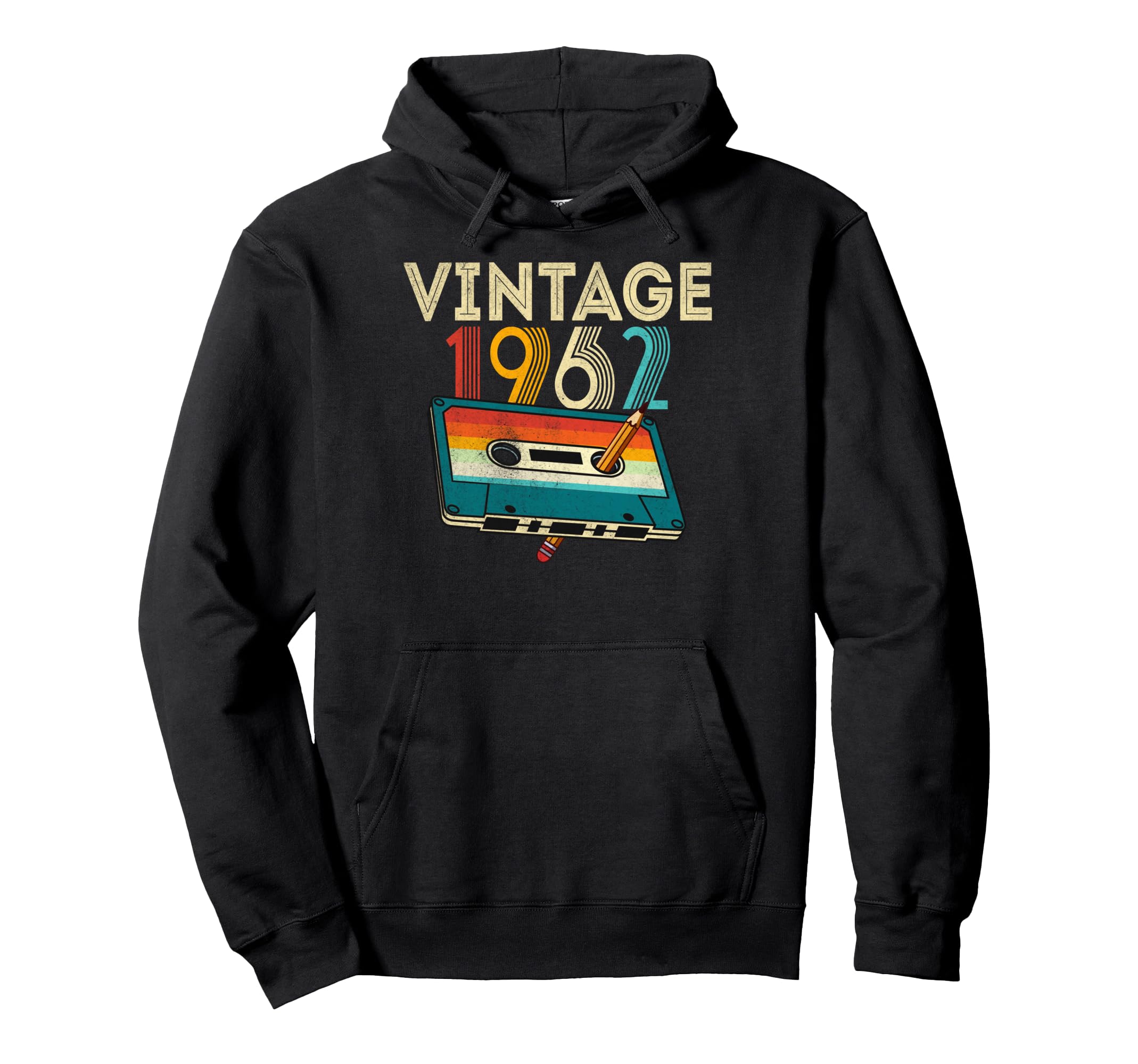 60 Year Old Gifts 1962 Cassette Tape Hoodie - Minimalist Print for Adults - T-Shirt, Sweatshirt, Hoodie