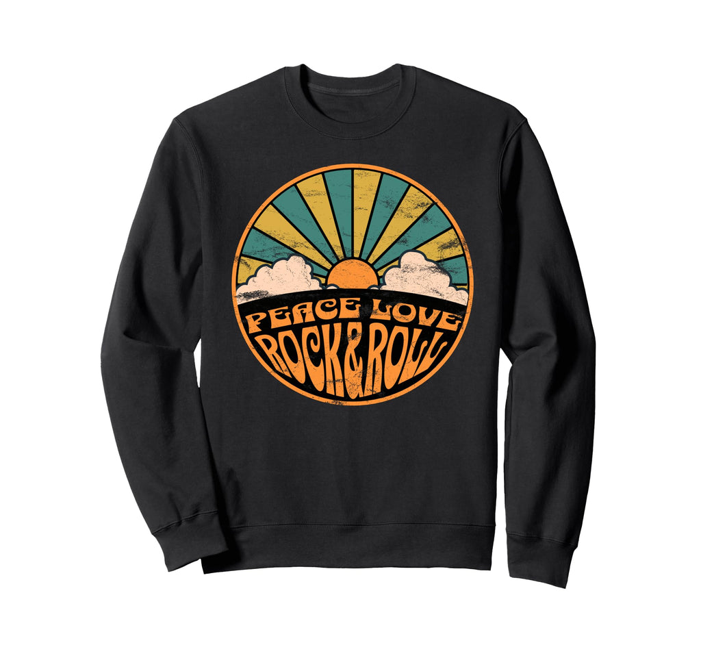 Peace Love Rock And Roll 70S Sweatshirt - Unique Graphic for Adults - T-Shirt, Sweatshirt, Hoodie