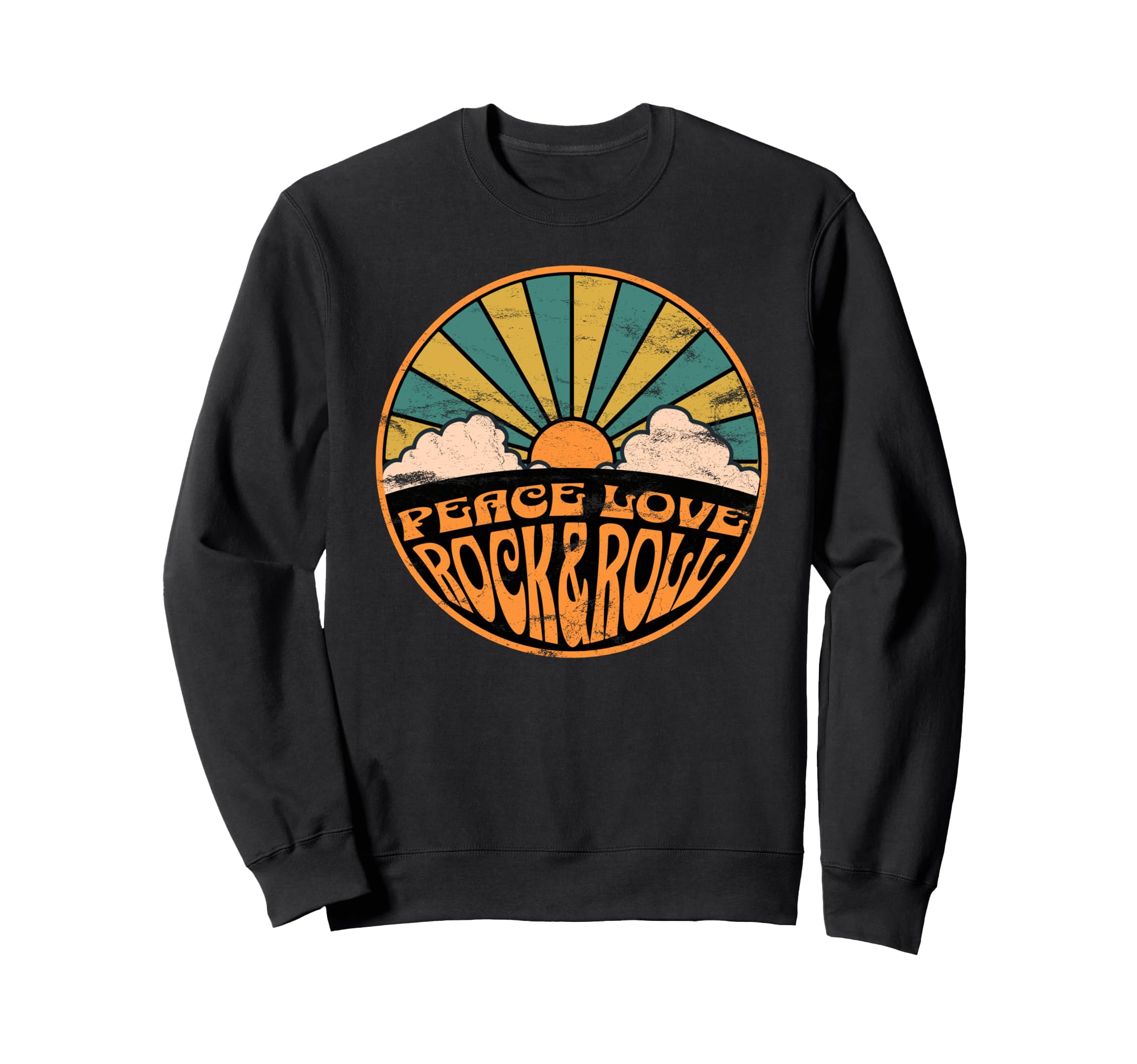 Peace Love Rock And Roll 70S Sweatshirt - Unique Graphic for Adults - T-Shirt, Sweatshirt, Hoodie
