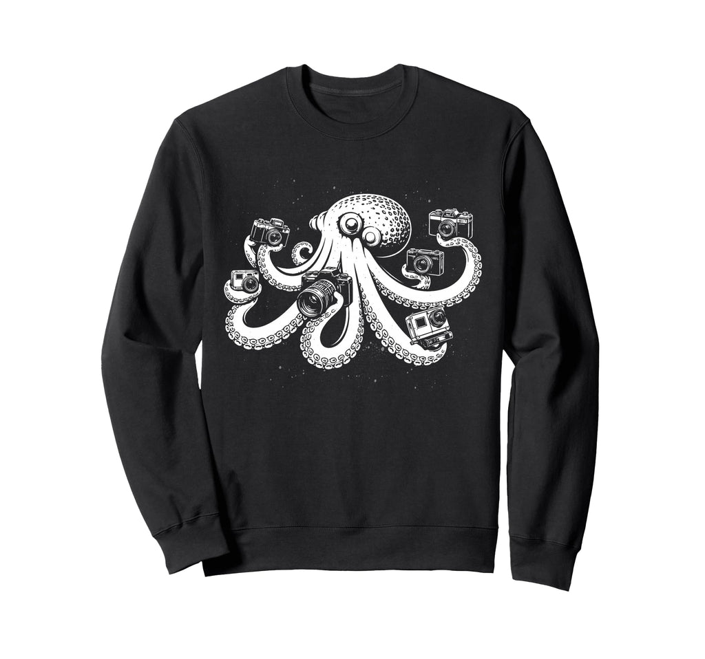 Photographer Octopus Camera Art Sweatshirt - Streetwear Style Unisex - T-Shirt, Sweatshirt, Hoodie