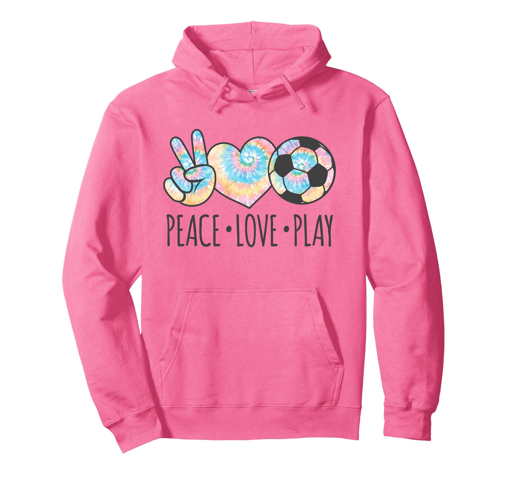Tie Dye Soccer Teen Peace Love Play Hoodie - Trendy Graphic Unisex - T-Shirt, Sweatshirt, Hoodie