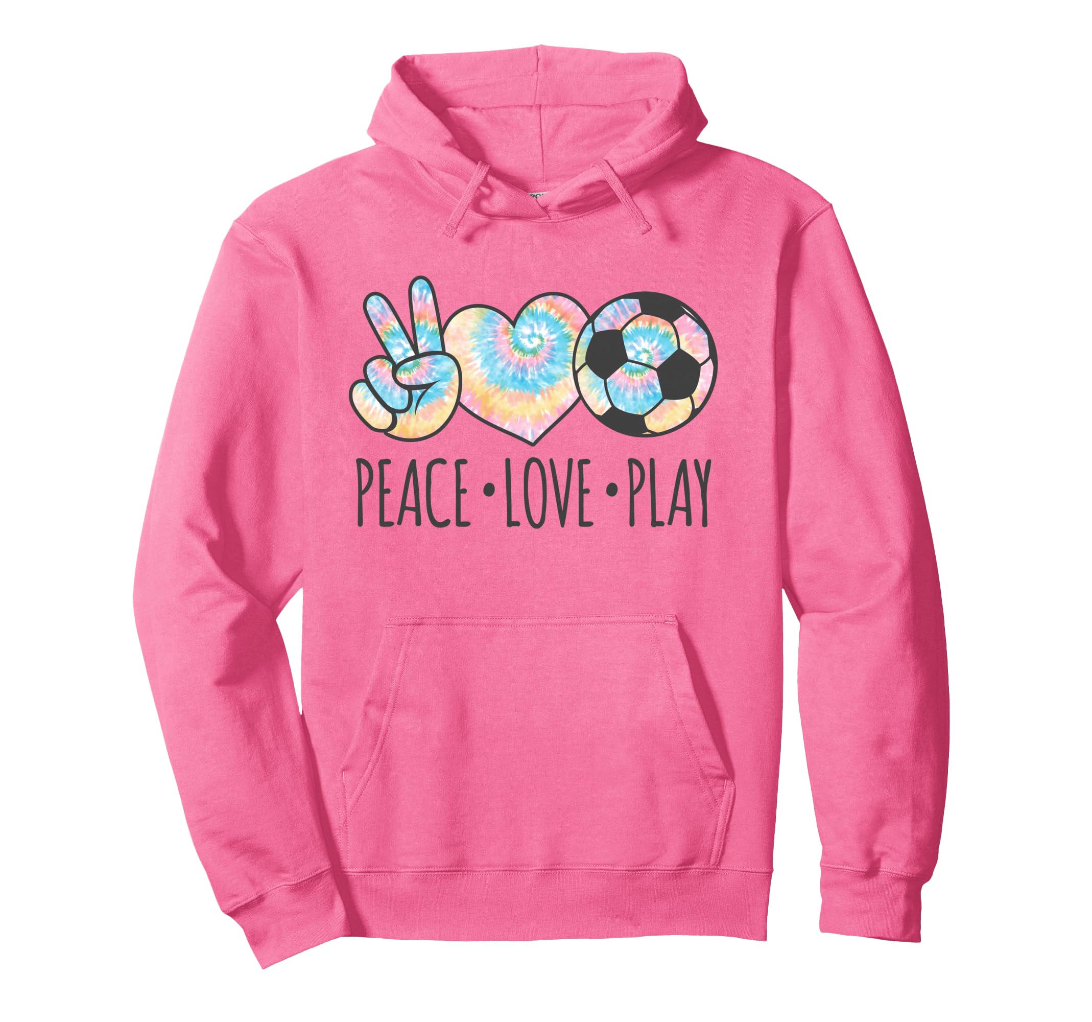 Tie Dye Soccer Teen Peace Love Play Hoodie - Trendy Graphic Unisex - T-Shirt, Sweatshirt, Hoodie
