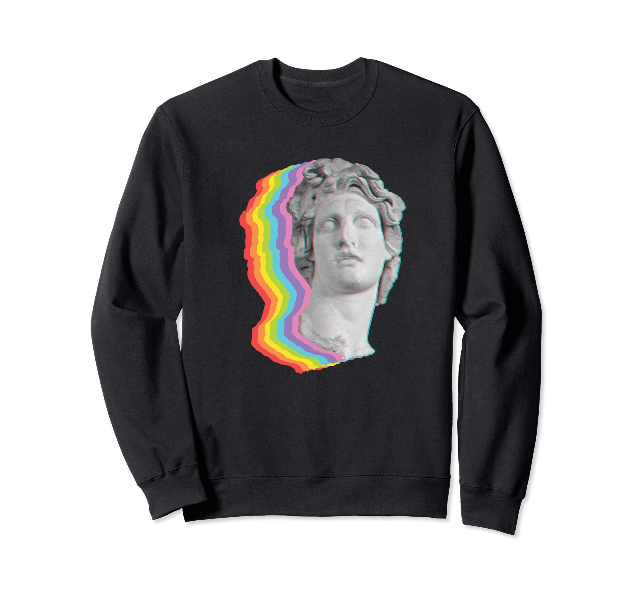 Rainbow Glitch Retrowave Sweatshirt - Casual Everyday Wear Unisex - T-Shirt, Sweatshirt, Hoodie
