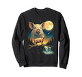 Pig Howling To Moon Meme Funny Sweatshirt - Casual Everyday Wear Men Women - T-Shirt, Sweatshirt, Hoodie