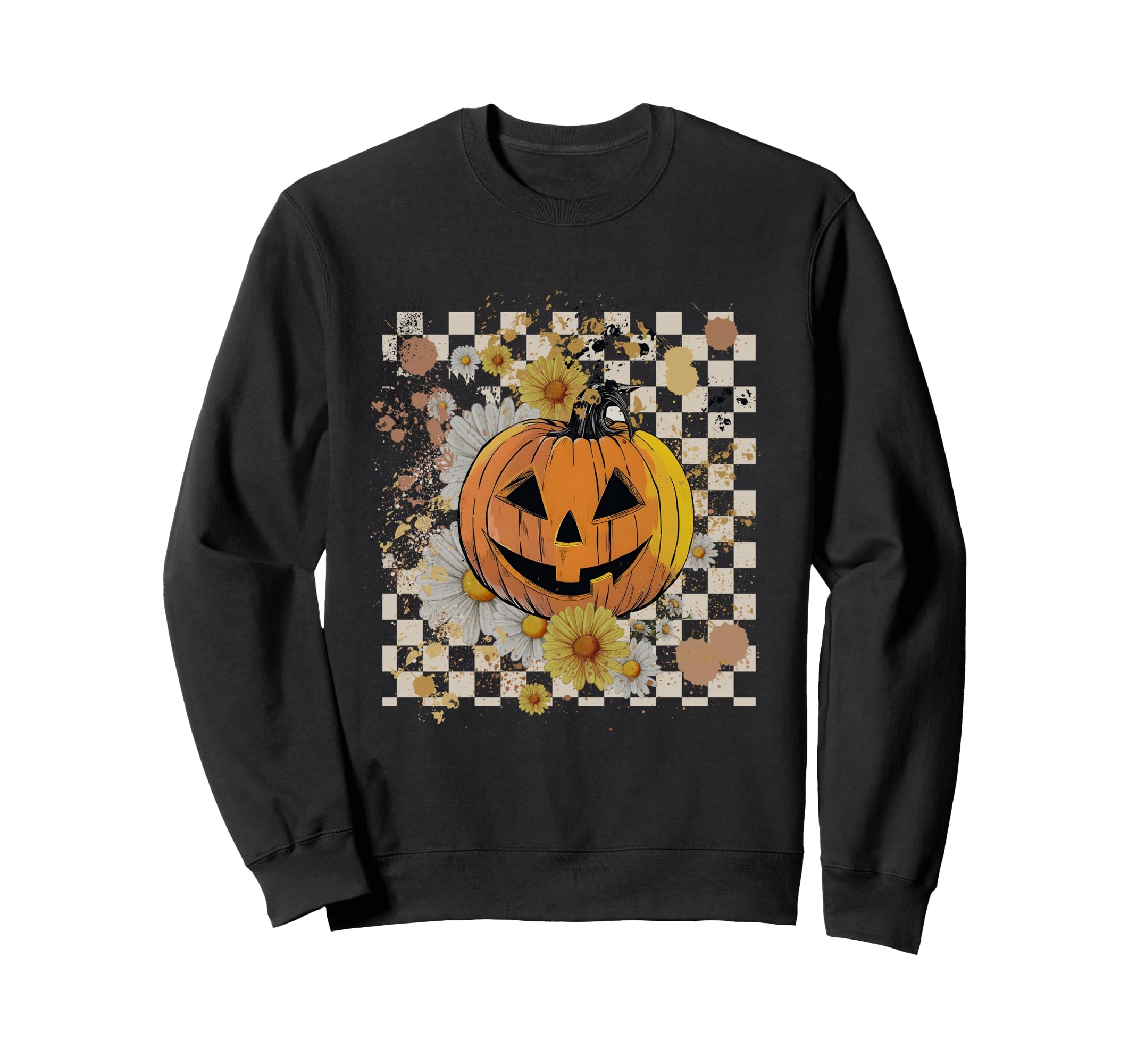 Boho Floral Fall Pumpkin Halloween Sweatshirt - Trendy Graphic for Adults - T-Shirt, Sweatshirt, Hoodie