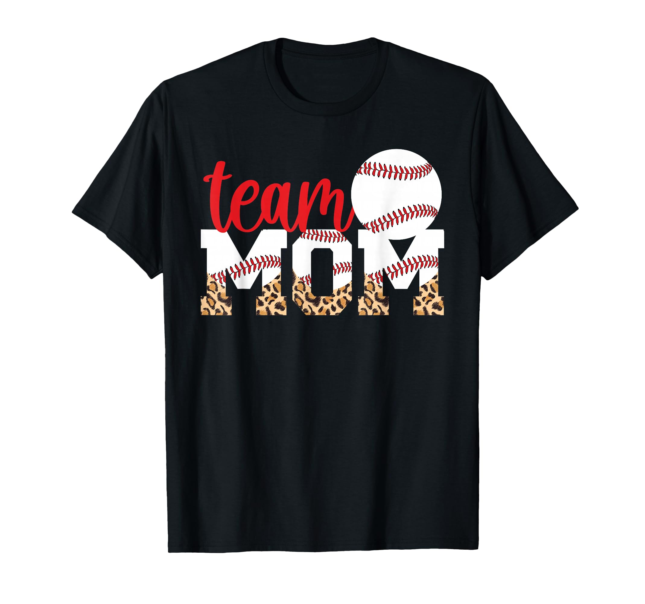 Team Mom Leopard Baseball Team Mom T-Shirt - Minimalist Print Unisex - T-Shirt, Sweatshirt, Hoodie