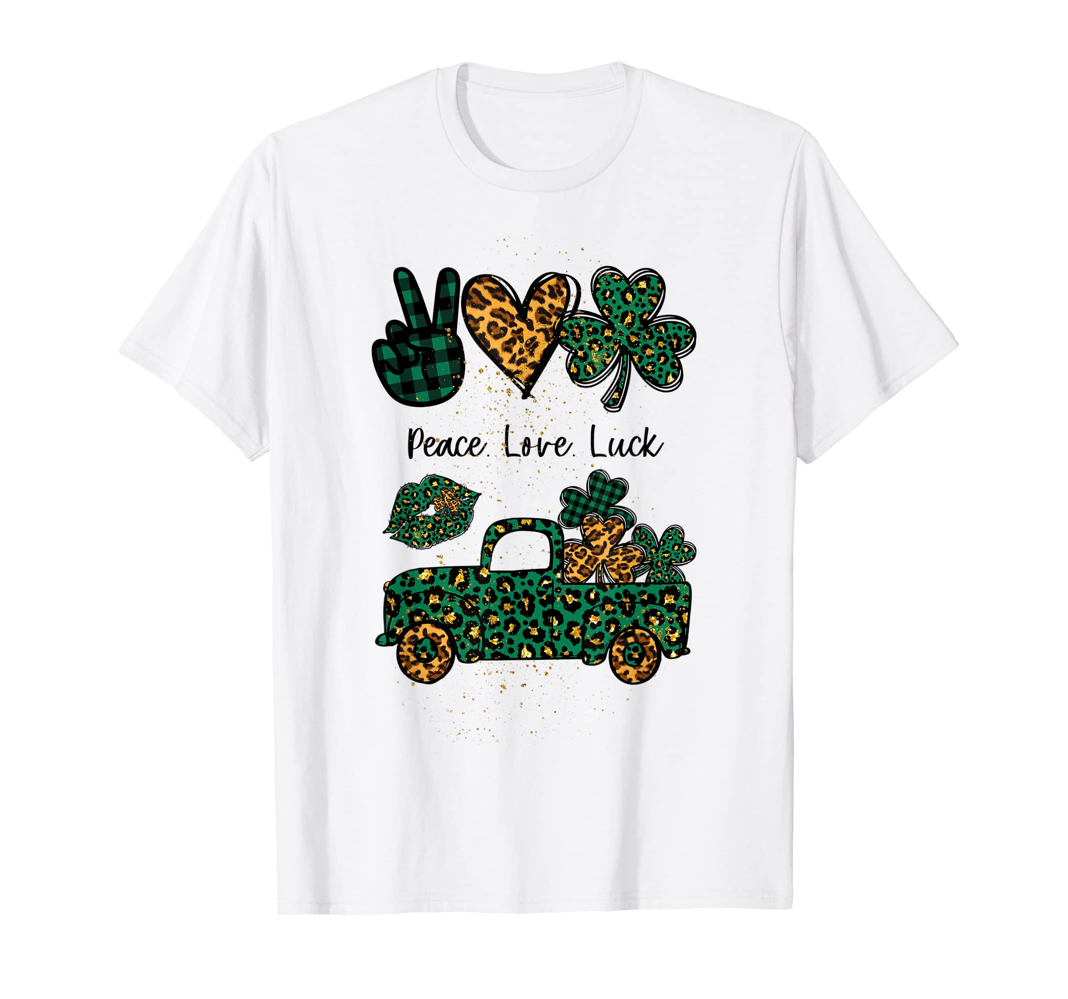 St Patricks Day Leopard Shamrock T-Shirt - Custom Art Print Men Women - T-Shirt, Sweatshirt, Hoodie