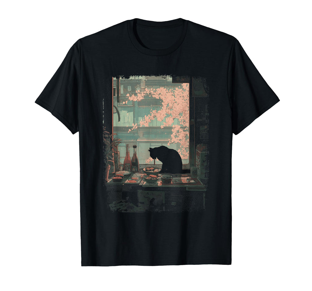 Lofi Anime Cat Sushi Diner T-Shirt - Streetwear Style for Adults - T-Shirt, Sweatshirt, Hoodie