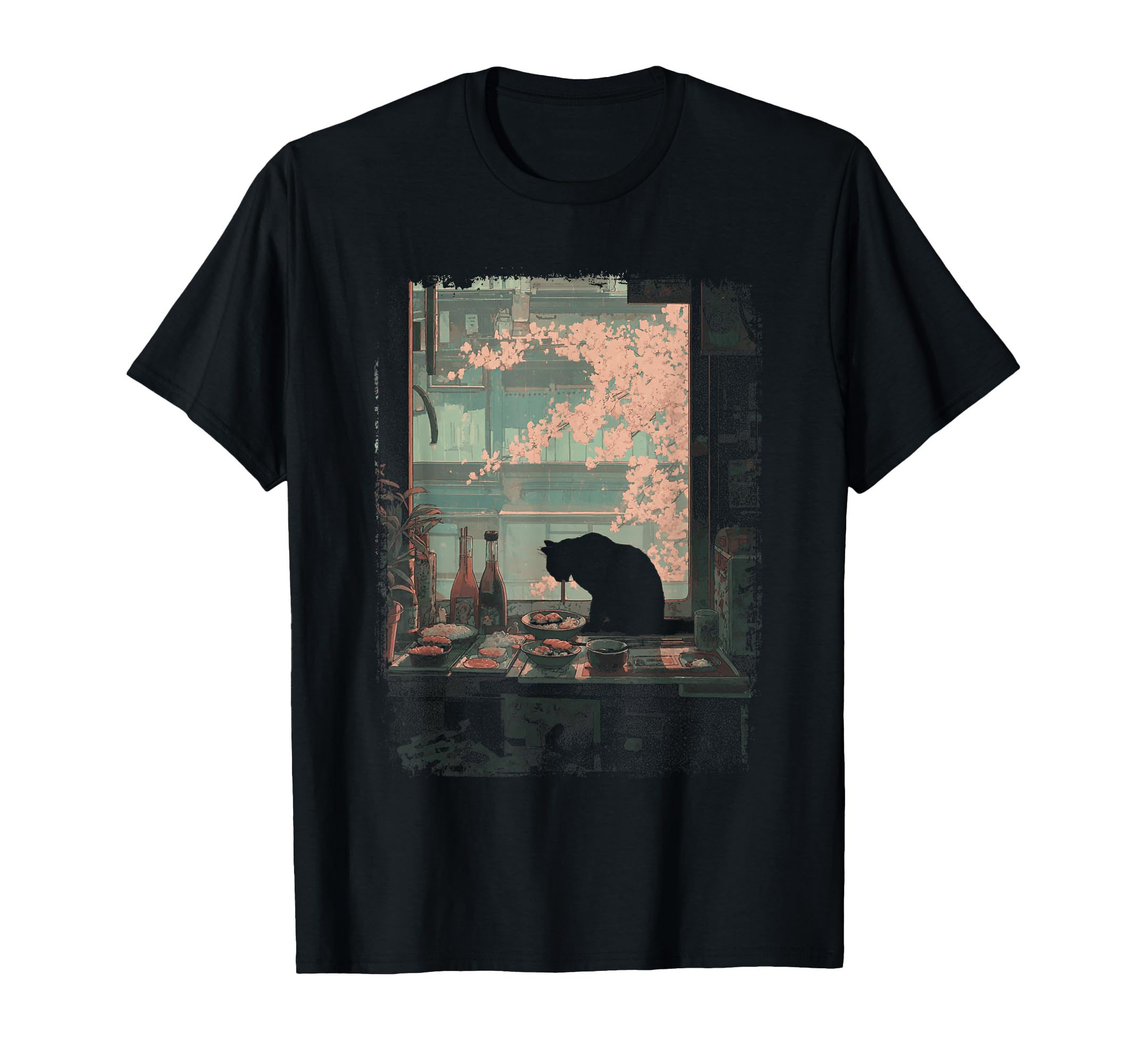 Lofi Anime Cat Sushi Diner T-Shirt - Streetwear Style for Adults - T-Shirt, Sweatshirt, Hoodie