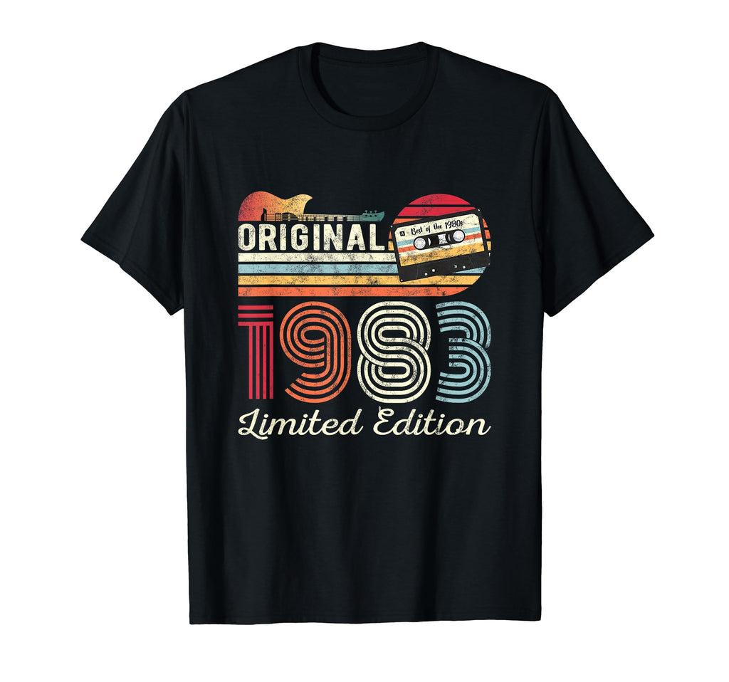 Original 1983 Birthday Guitar Musicians T-Shirt - Minimalist Print Unisex - T-Shirt, Sweatshirt, Hoodie