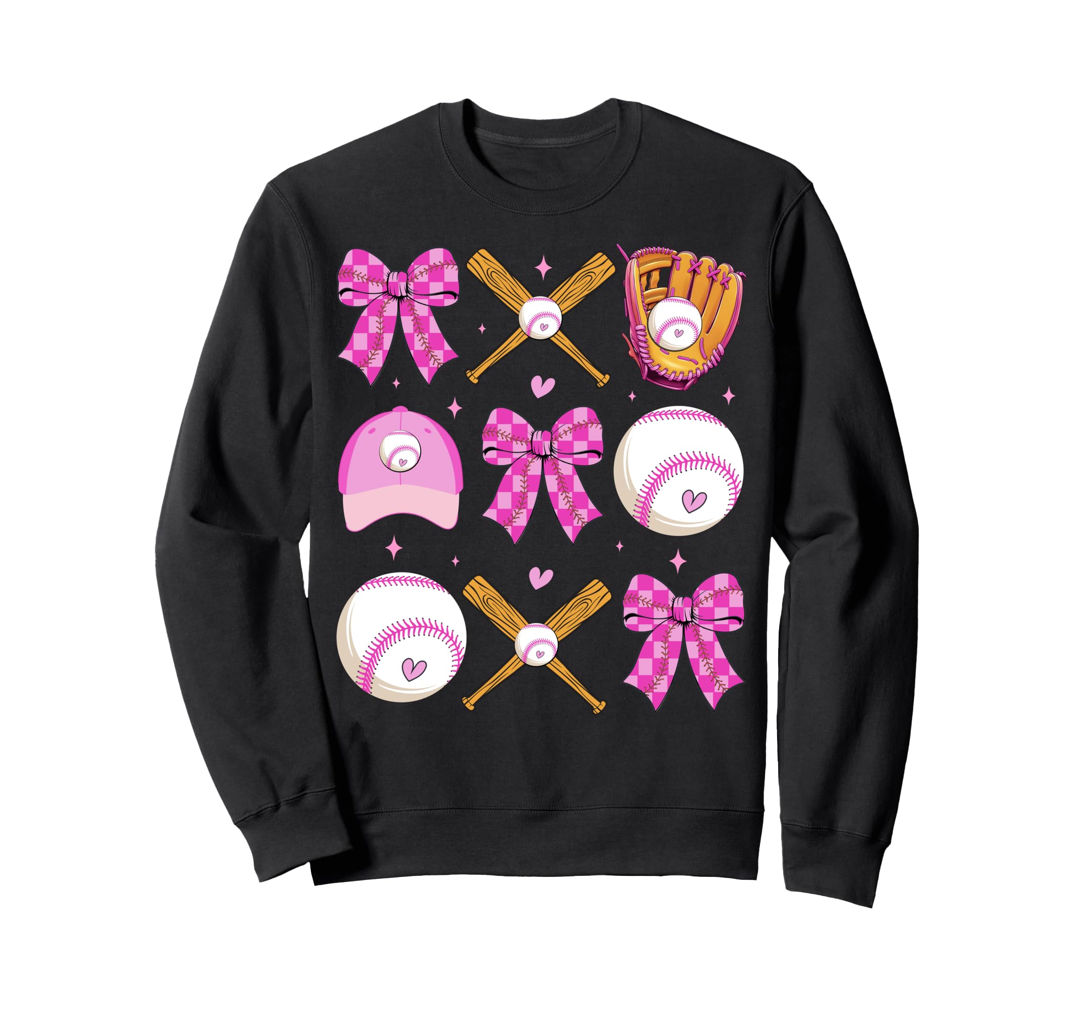 Checkered Mama Bow Baseball Mom Sweatshirt - Aesthetic Graphic for Adults - T-Shirt, Sweatshirt, Hoodie