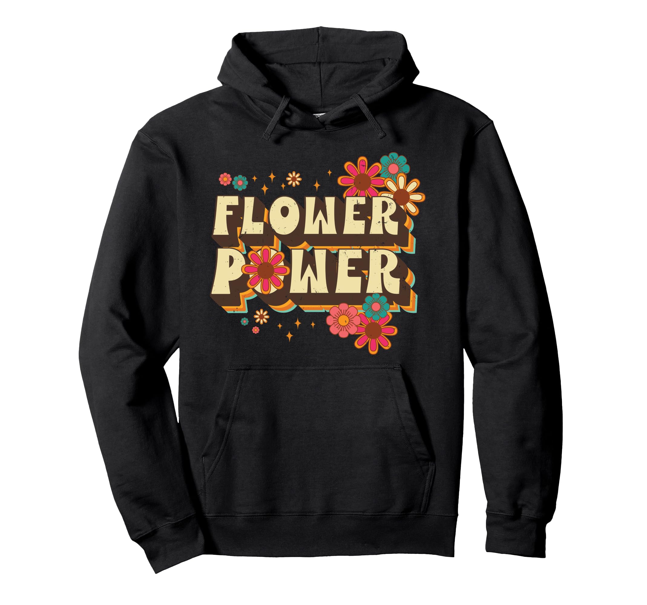 Groovy Flower Power 60S 70S Hippie Floral Hoodie - Graphic Print for Adults - T-Shirt, Sweatshirt, Hoodie