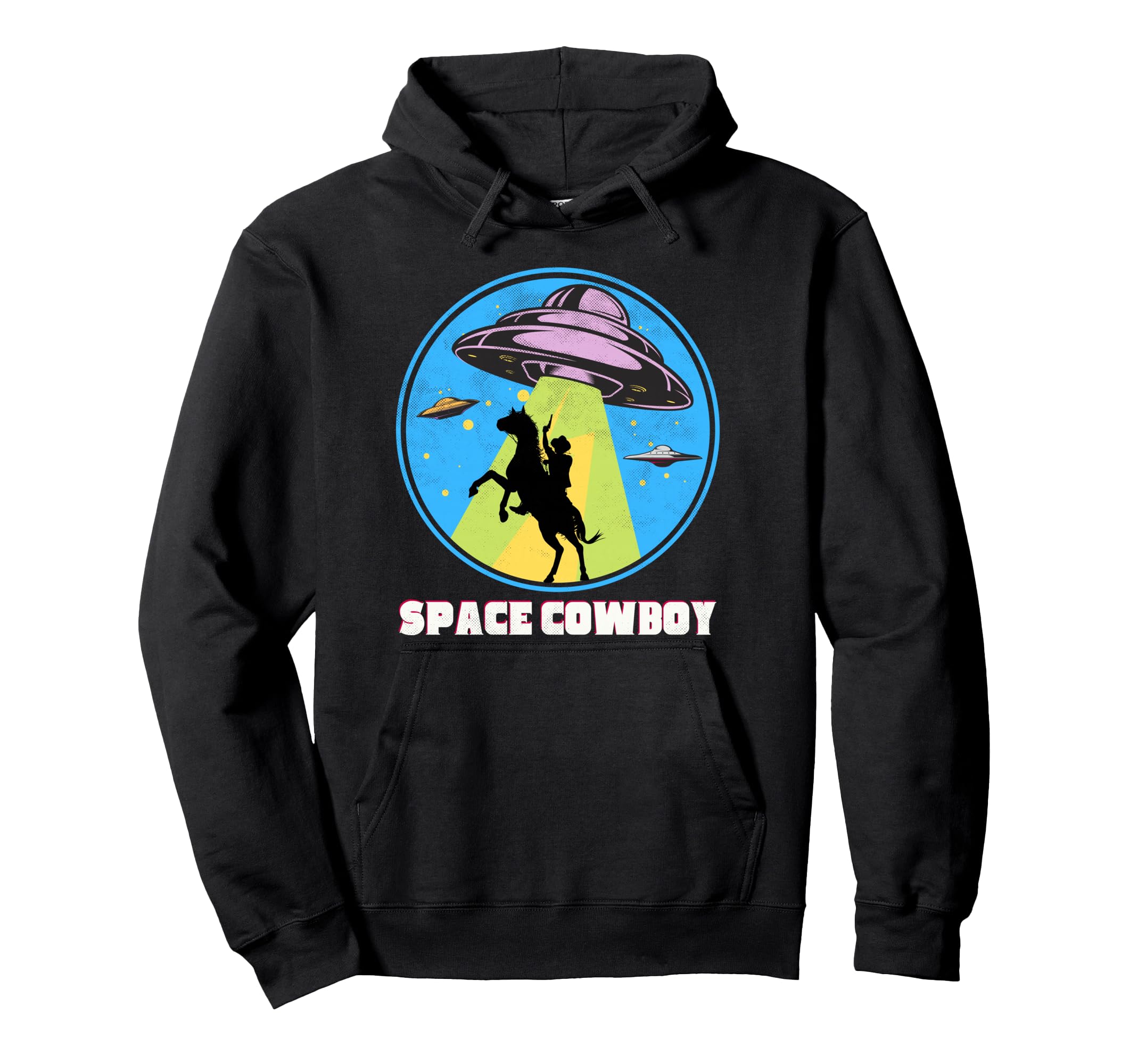 Cowboy Alien Spaceship Abduction Hoodie - Aesthetic Graphic Unisex - T-Shirt, Sweatshirt, Hoodie