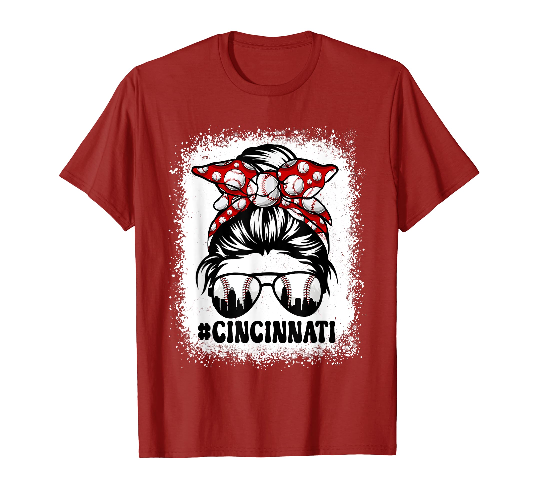 Messy Bun Cincinnati Baseball T-Shirt - Casual Everyday Wear Men Women - T-Shirt, Sweatshirt, Hoodie