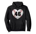 Baseball Number 46 Distressed Heart Hoodie - Aesthetic Graphic for Adults - T-Shirt, Sweatshirt, Hoodie