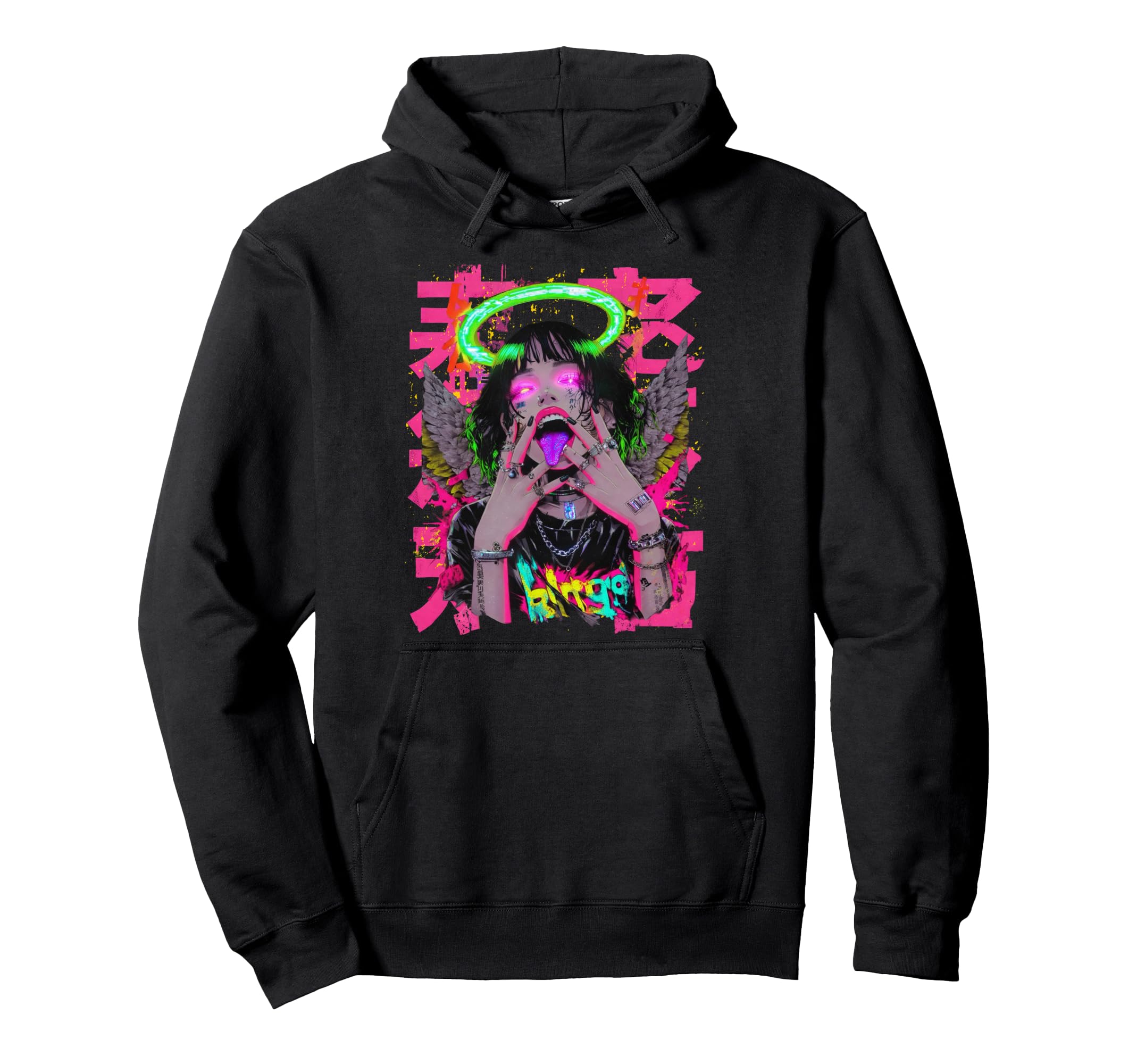Japanese Cyberpunk Angel Streetwear Hoodie - Casual Everyday Wear Unisex - T-Shirt, Sweatshirt, Hoodie