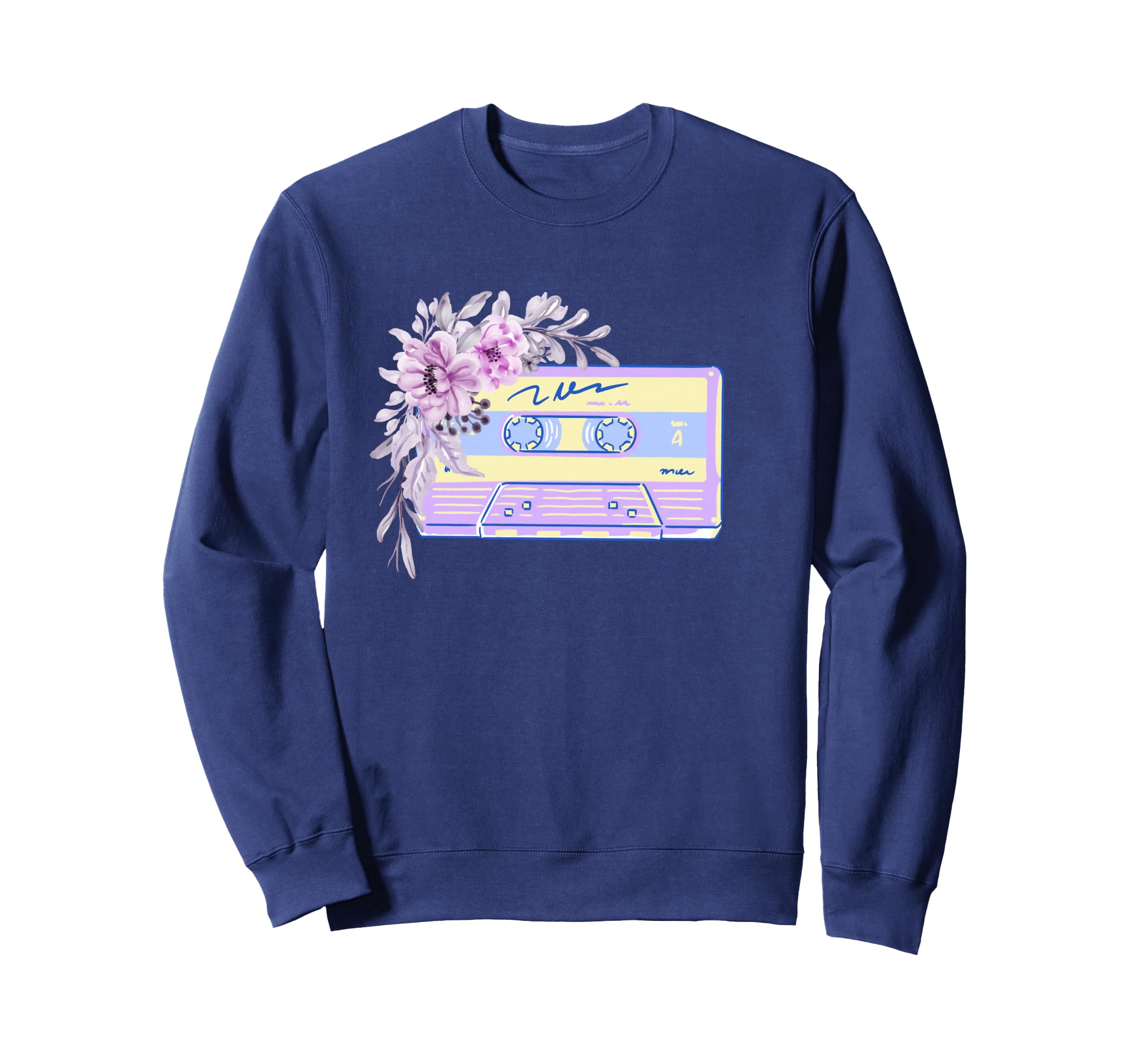 Pastel Floral Flower Cassette Sweatshirt - Casual Everyday Wear Men Women - T-Shirt, Sweatshirt, Hoodie