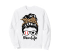 Mom Life Messy Bun Hair Funny Soccer Sweatshirt - Graphic Print for Adults - T-Shirt, Sweatshirt, Hoodie