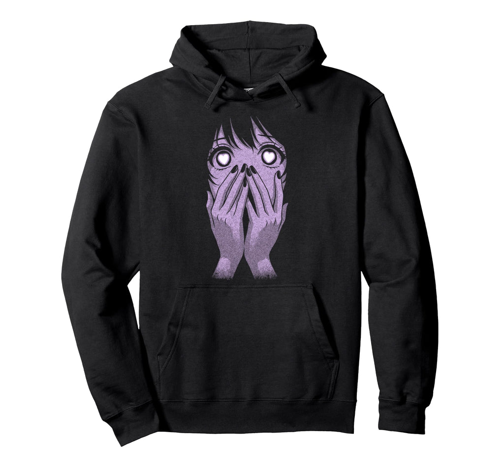 Anime Eyes Hearts Manga Otaku Grunge Goth Hoodie - Novelty Apparel Unisex - T-Shirt, Sweatshirt, Hoodie
