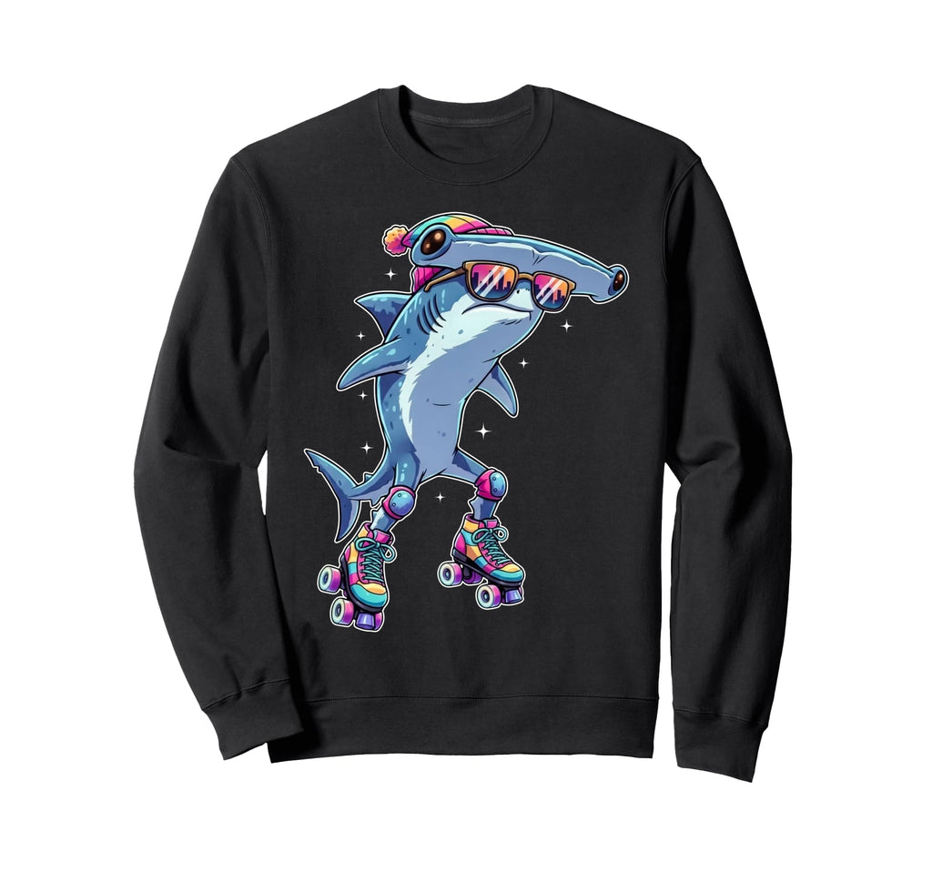 Funny Hammerhead Shark Roller Skates Sweatshirt - Trendy Graphic Men Women - T-Shirt, Sweatshirt, Hoodie