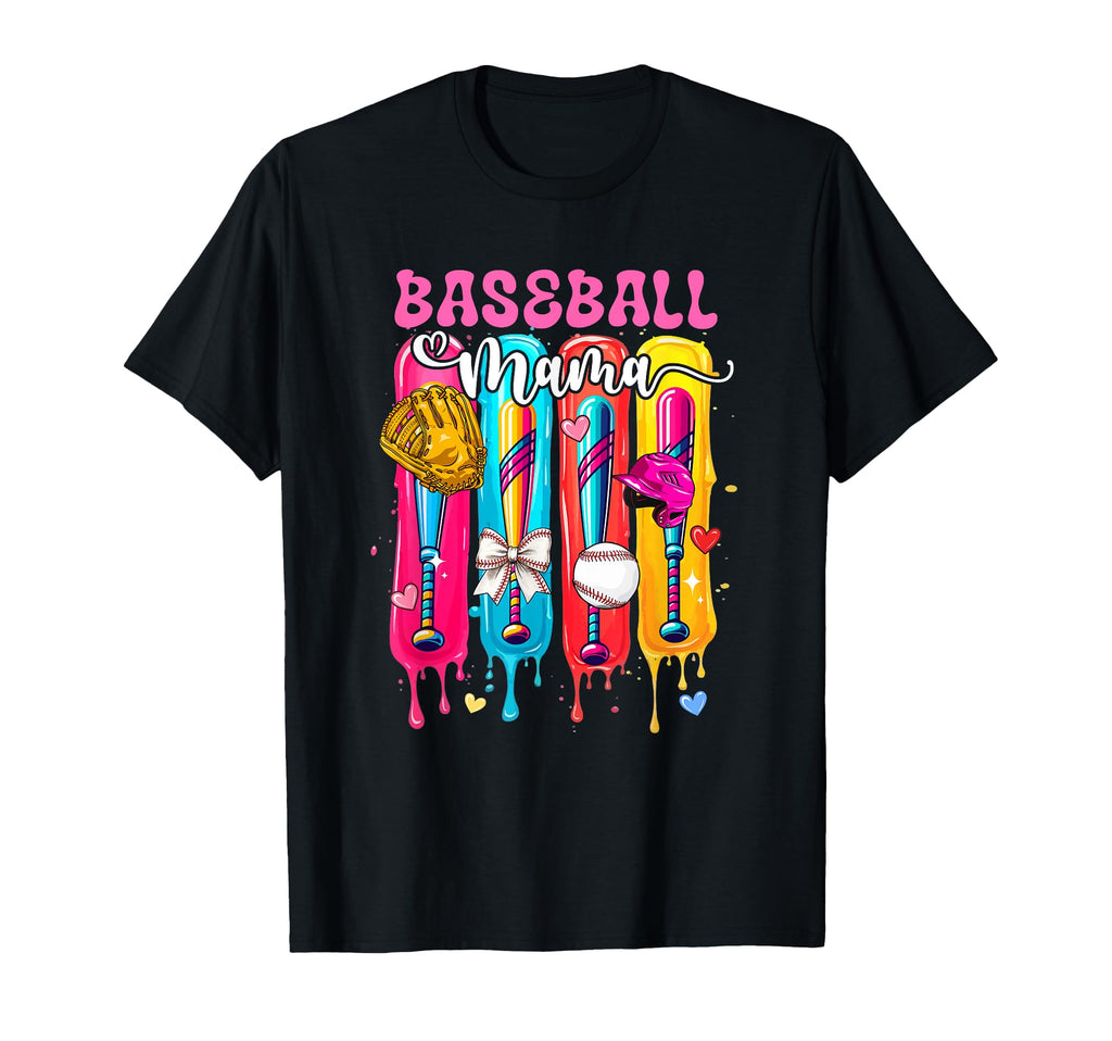 Baseball Lover Mama Colorful T-Shirt - Casual Everyday Wear Men Women - T-Shirt, Sweatshirt, Hoodie