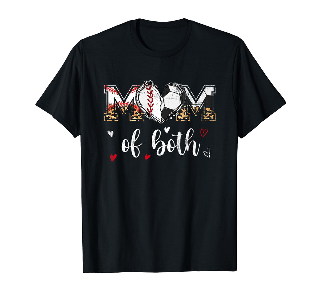 Mom Both Baseball Soccer Heart T-Shirt - Casual Everyday Wear for Adults - T-Shirt, Sweatshirt, Hoodie