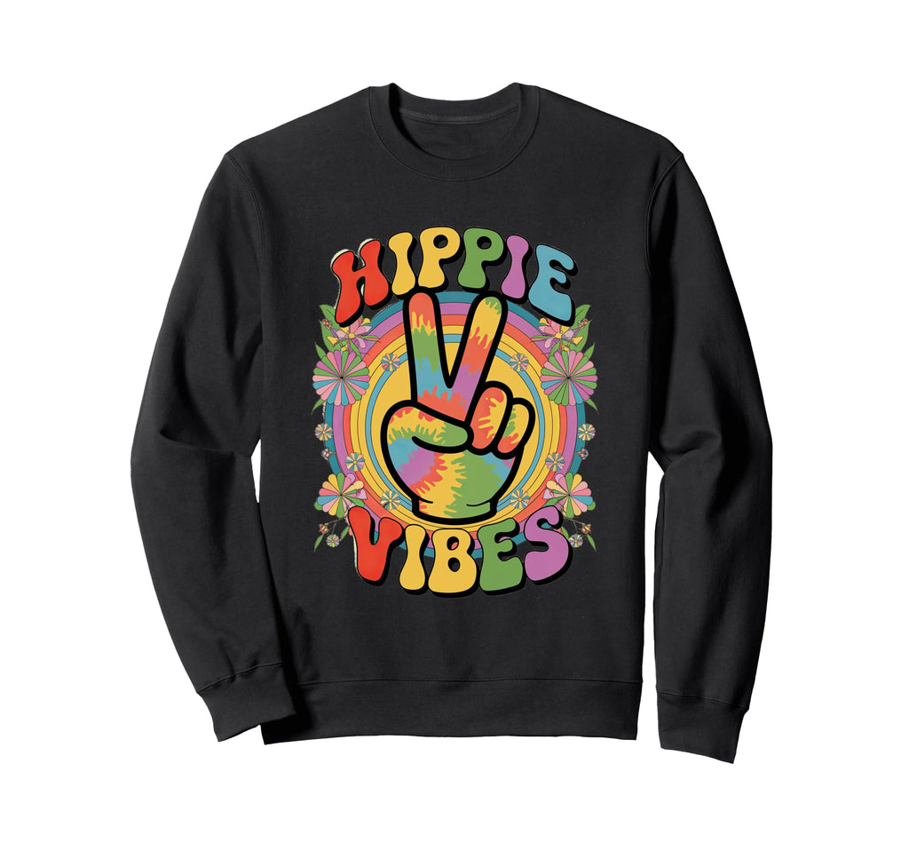 Groovy Hippie Vibes Flower Power Sweatshirt - Minimalist Print for Adults - T-Shirt, Sweatshirt, Hoodie