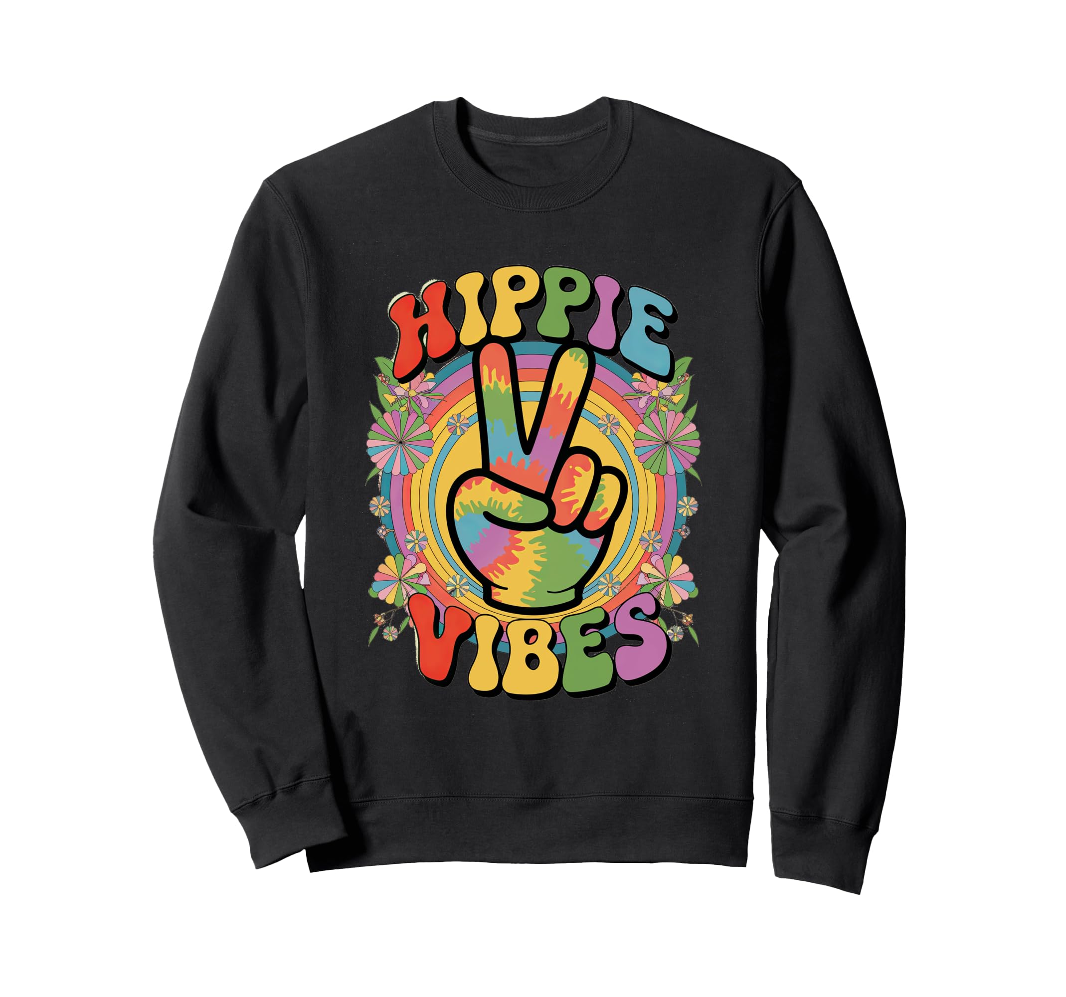 Groovy Hippie Vibes Flower Power Sweatshirt - Minimalist Print for Adults - T-Shirt, Sweatshirt, Hoodie