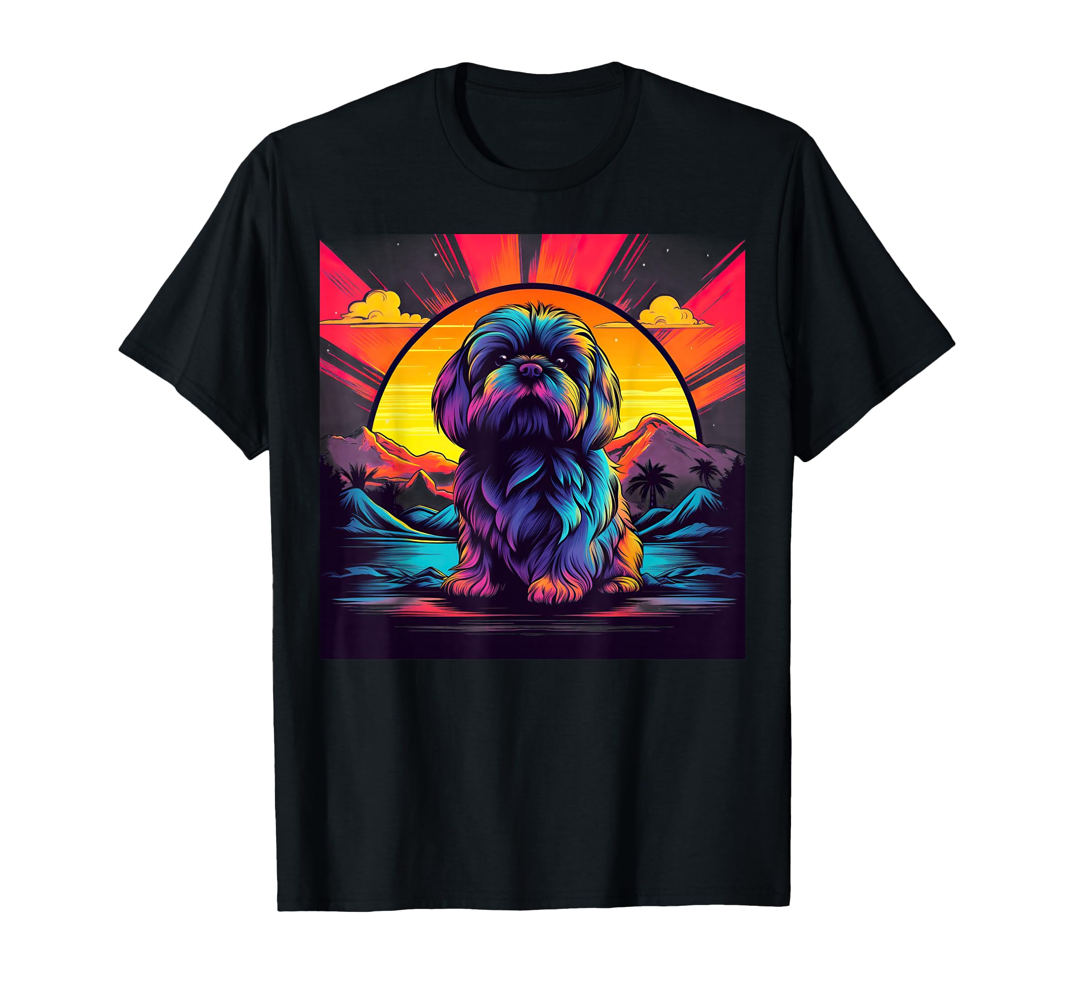 Sunset Lhasa Apso Dog T-Shirt - Streetwear Style for Adults - T-Shirt, Sweatshirt, Hoodie
