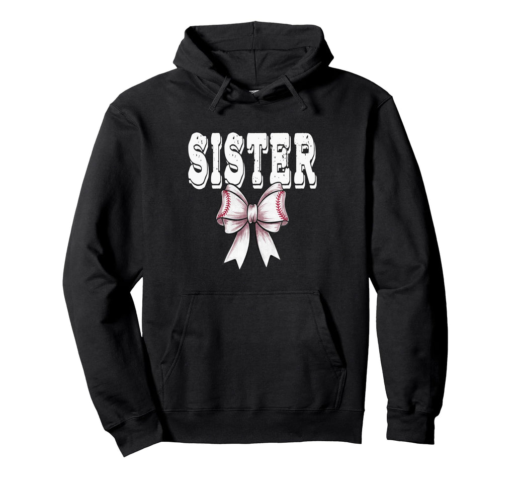Coquette Baseball Bow Mom Sister Hoodie - Novelty Apparel for Adults - T-Shirt, Sweatshirt, Hoodie