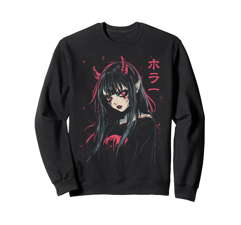 Anime Horror Aesthetic Sweatshirt - Fun Novelty Design for Adults - T-Shirt, Sweatshirt, Hoodie