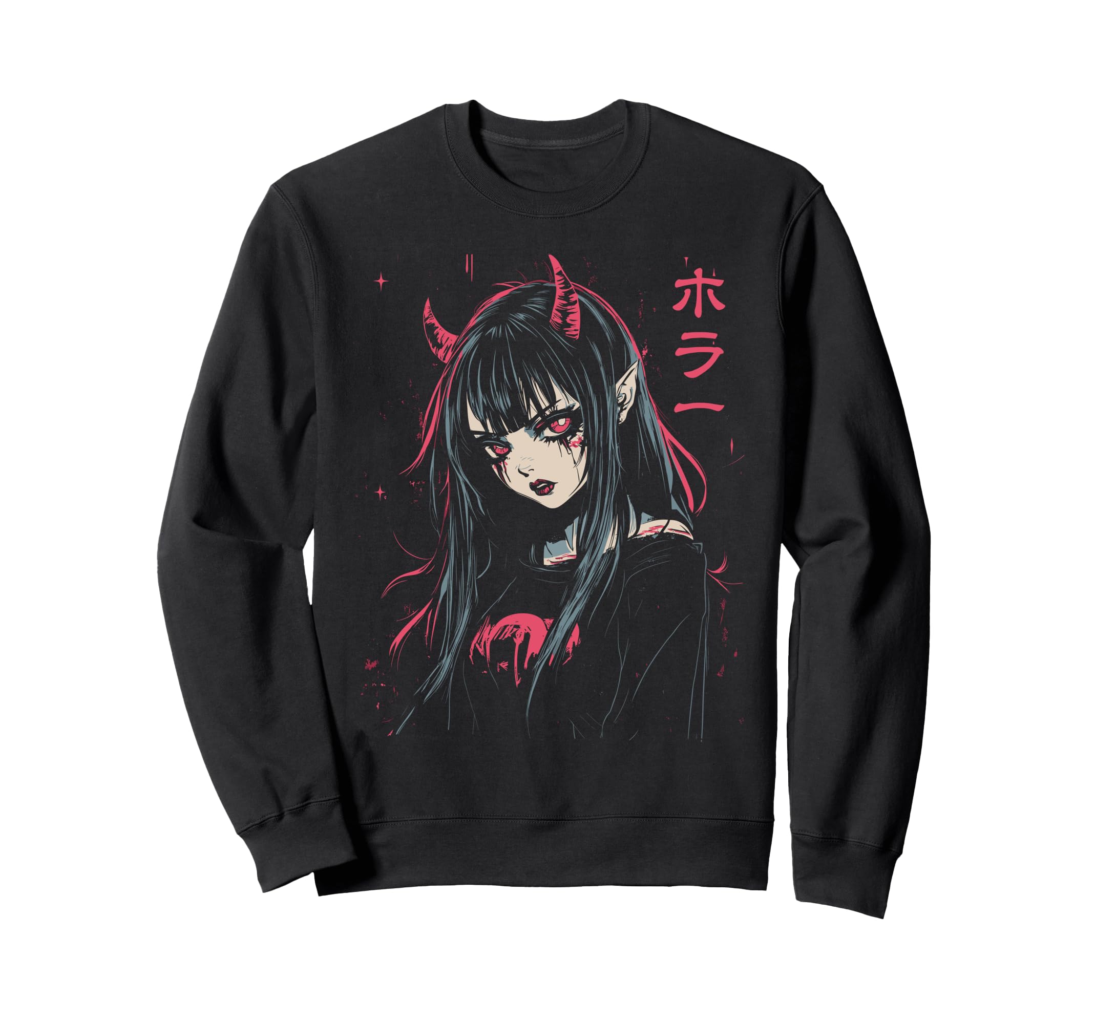 Anime Horror Aesthetic Sweatshirt - Fun Novelty Design for Adults - T-Shirt, Sweatshirt, Hoodie