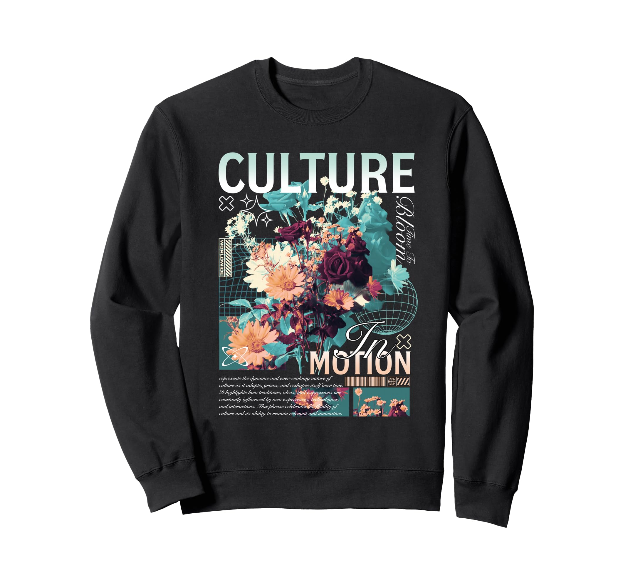 Y2K Flowers Bold Urban Sweatshirt - Casual Everyday Wear Men Women - T-Shirt, Sweatshirt, Hoodie