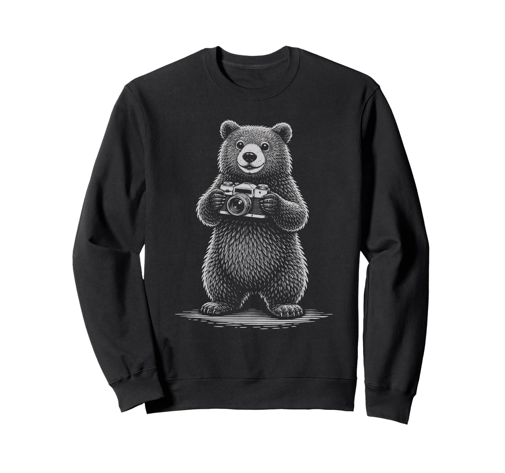 Bear Photographer Camera Photography Sweatshirt - Graphic Print Men Women - T-Shirt, Sweatshirt, Hoodie