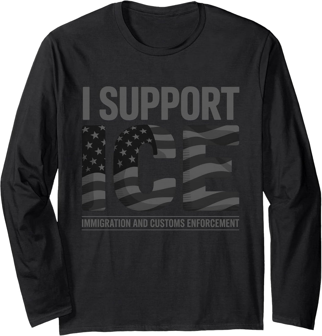 American Flag Border Patrol Support ICE - Adult & Kids T-Shirts, Sweatshirts & Hoodies apparel design preview 1