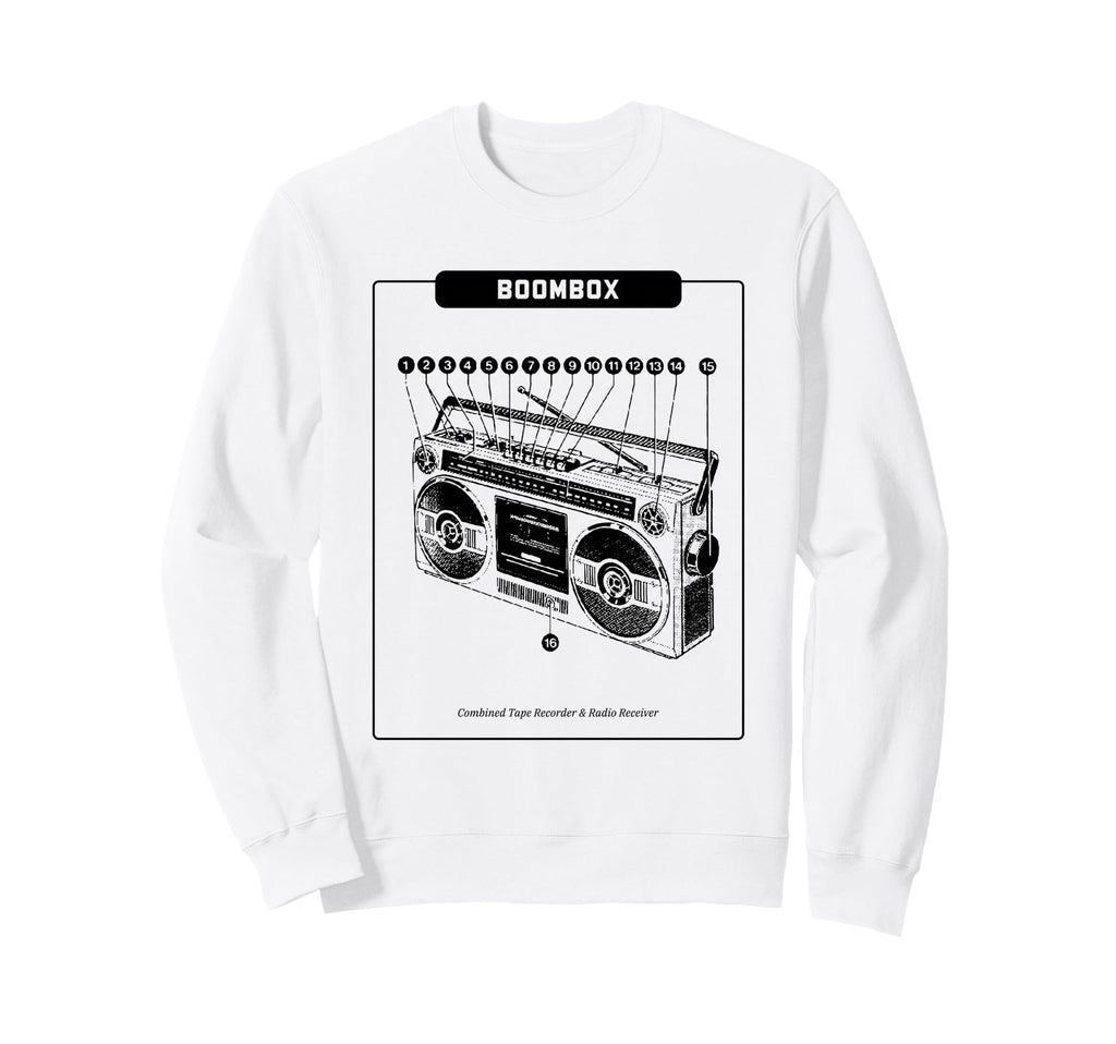 Boombox Cassette Tape Recorder Sweatshirt - Aesthetic Graphic Men Women - T-Shirt, Sweatshirt, Hoodie