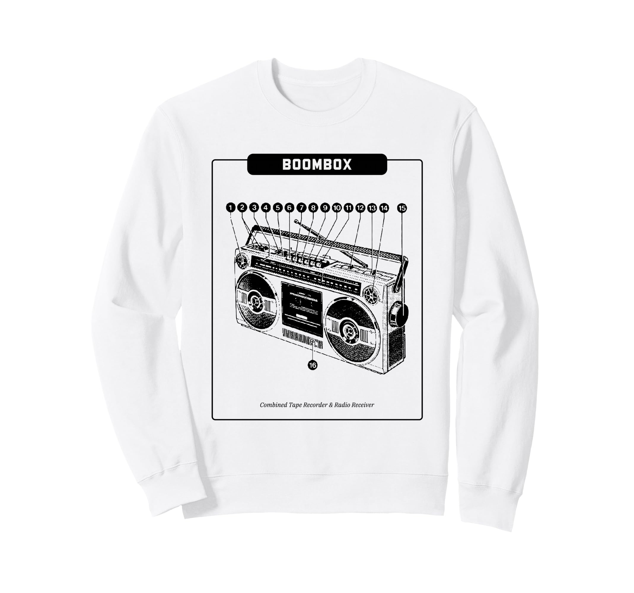 Boombox Cassette Tape Recorder Sweatshirt - Aesthetic Graphic Men Women - T-Shirt, Sweatshirt, Hoodie