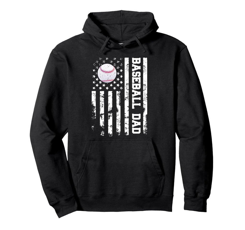 Baseball Dad Usa American Flag Fathers Hoodie - Streetwear Style Men Women - T-Shirt, Sweatshirt, Hoodie