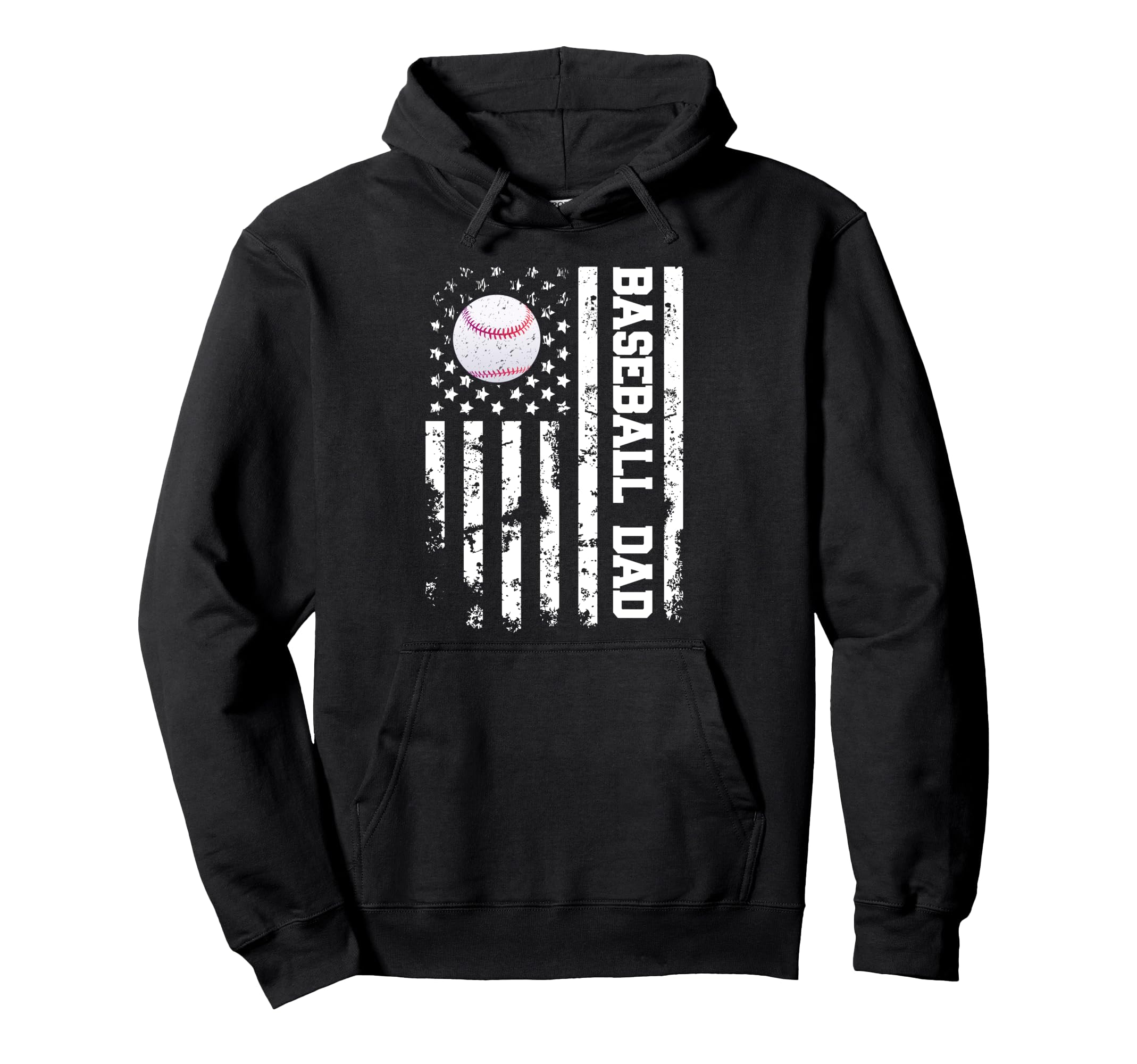 Baseball Dad Usa American Flag Fathers Hoodie - Streetwear Style Men Women - T-Shirt, Sweatshirt, Hoodie