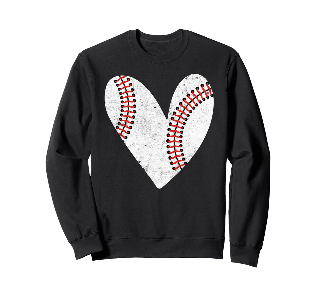Baseball Heart Mom Mama Sweatshirt - Fun Novelty Design for Adults - T-Shirt, Sweatshirt, Hoodie
