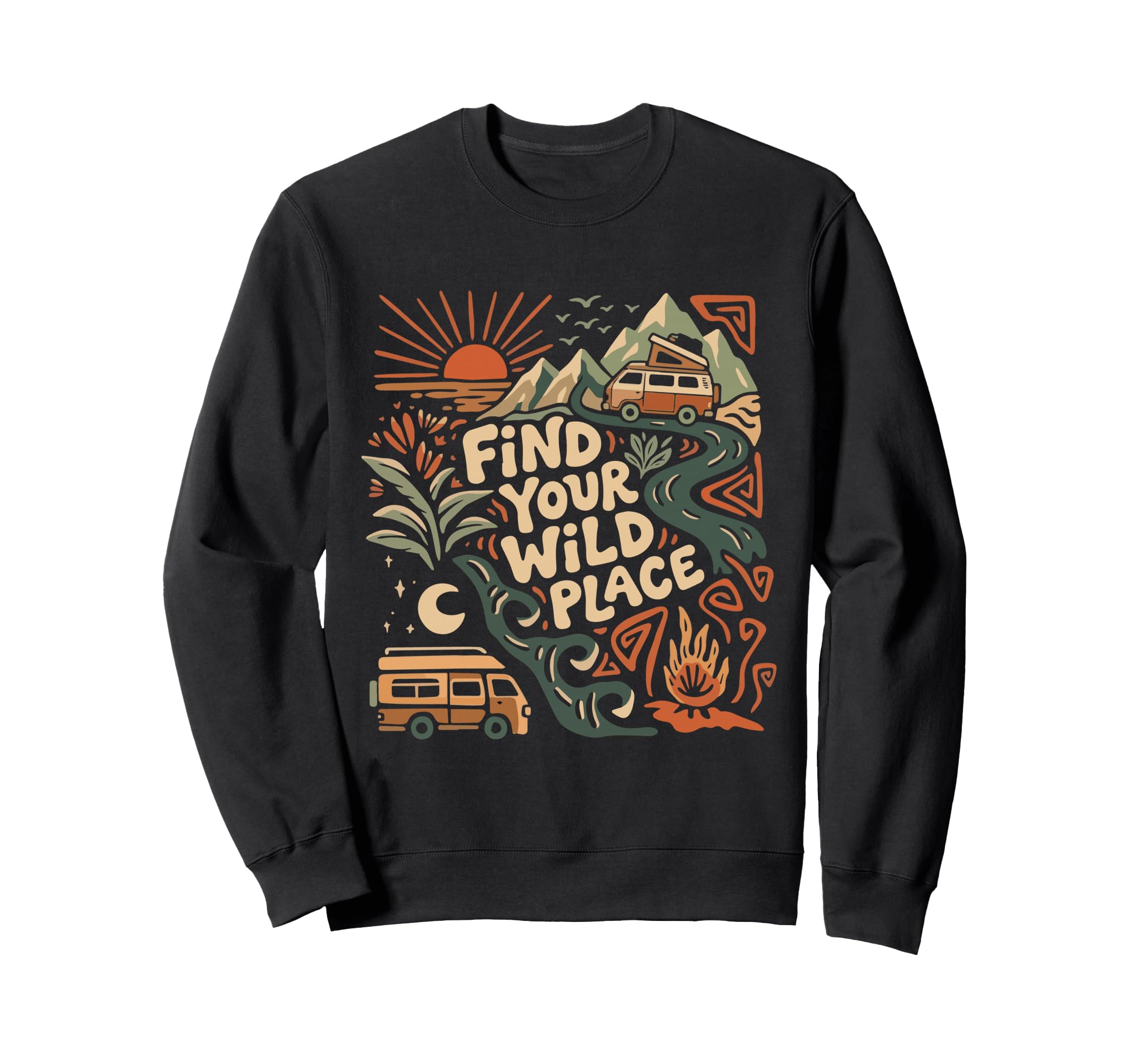 Find Your Wild Place Van Life Sweatshirt - Trendy Graphic for Adults - T-Shirt, Sweatshirt, Hoodie