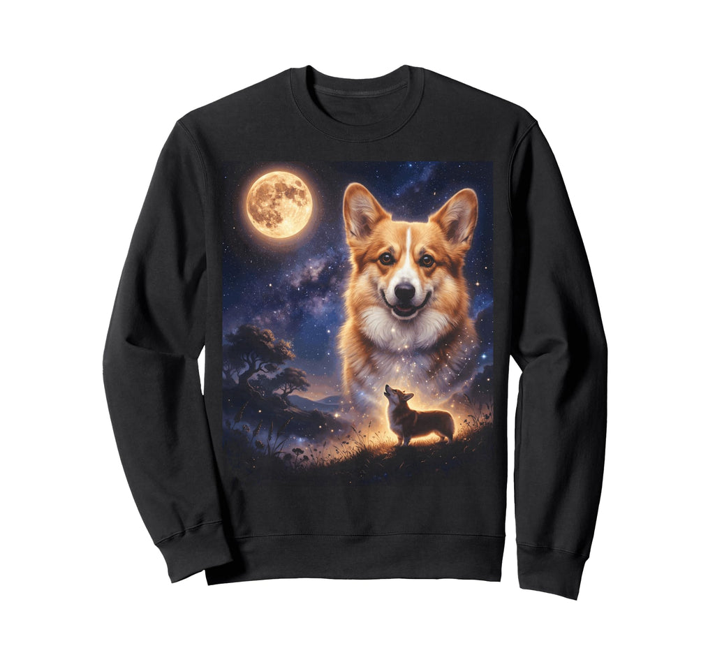 90S Corgi Howling Moon Y2K Aesthetic Sweatshirt - Unique Graphic for Adults - T-Shirt, Sweatshirt, Hoodie