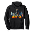Seattle 8 Bit Video Arcade Gamer Hoodie - Fun Novelty Design Men Women - T-Shirt, Sweatshirt, Hoodie